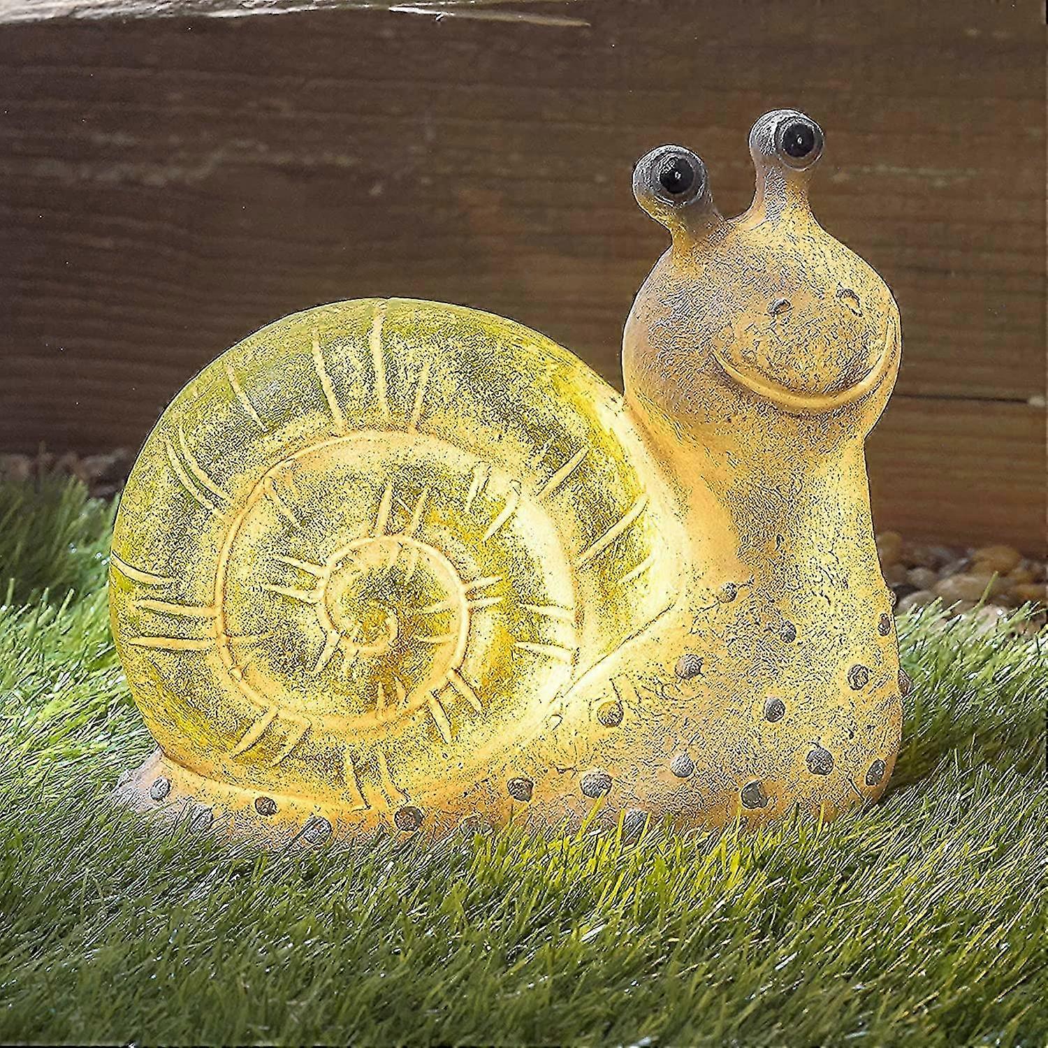 Solar-Powered Snail Outdoor Statue with LED Light