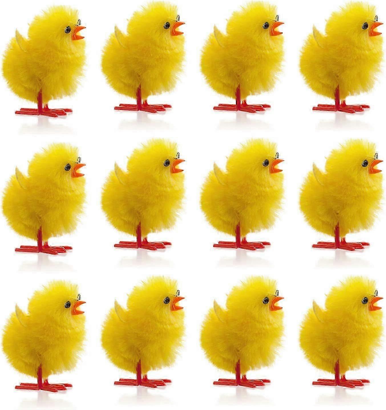Chenille Yellow Chicks | 10 Easter Chicks | 4cm Tall Mini Easter Chicks | Mini Easter Bird Craft Accessories for Easter Treasure Hunt