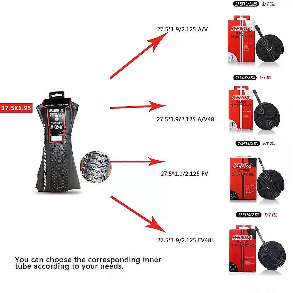 con Tire with One Inner Tube and One Outer Tire MTB Bicycle 2piece Combination Kit 27.5 Inch 1.9/2.125 AV FV Butyl Rubber Tire