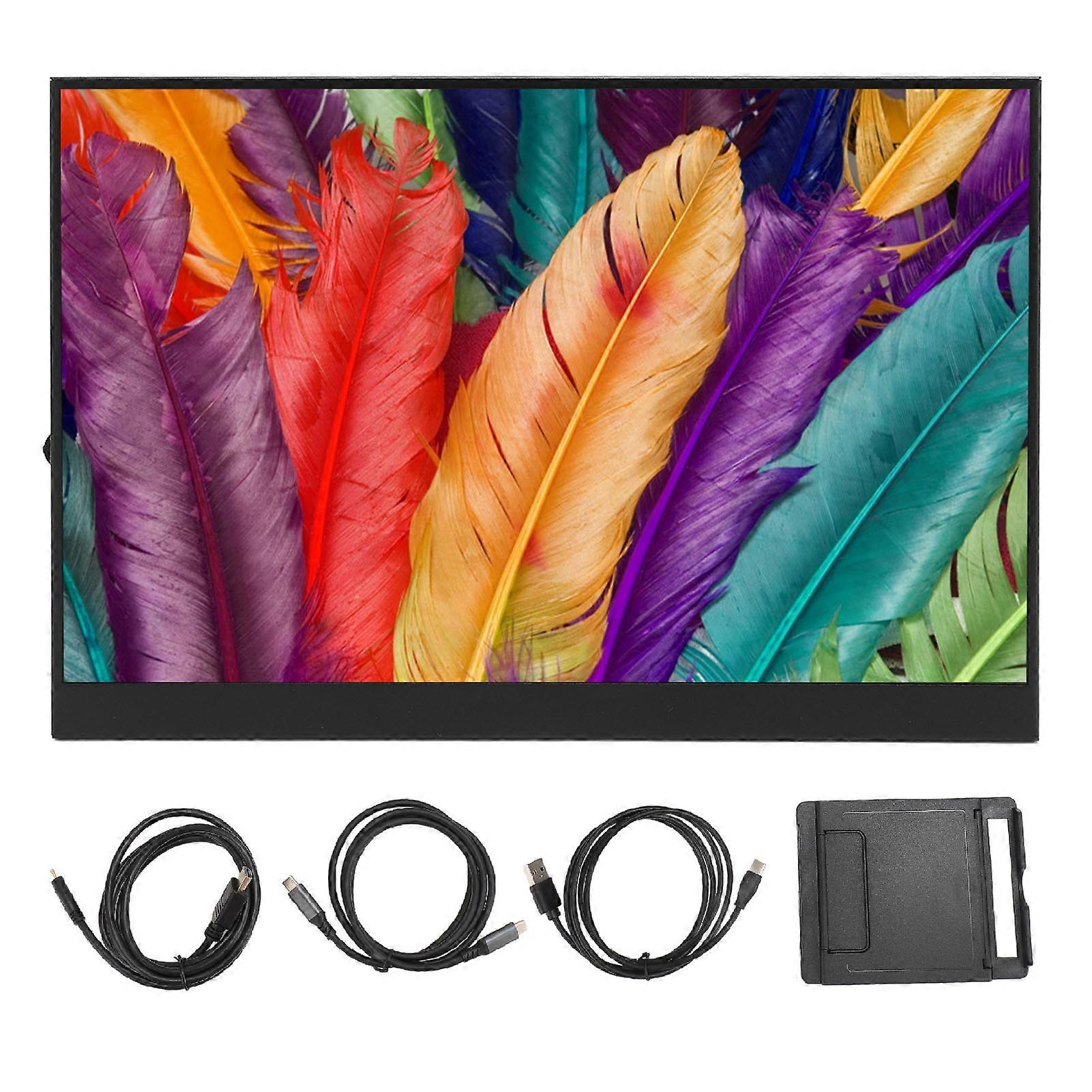 14 Inch Portable Display USB Type C 2.5K FHD IPS External Screen with Dual Stereo Speakers for Laptop PC Tablet Computer Gaming Monitoring