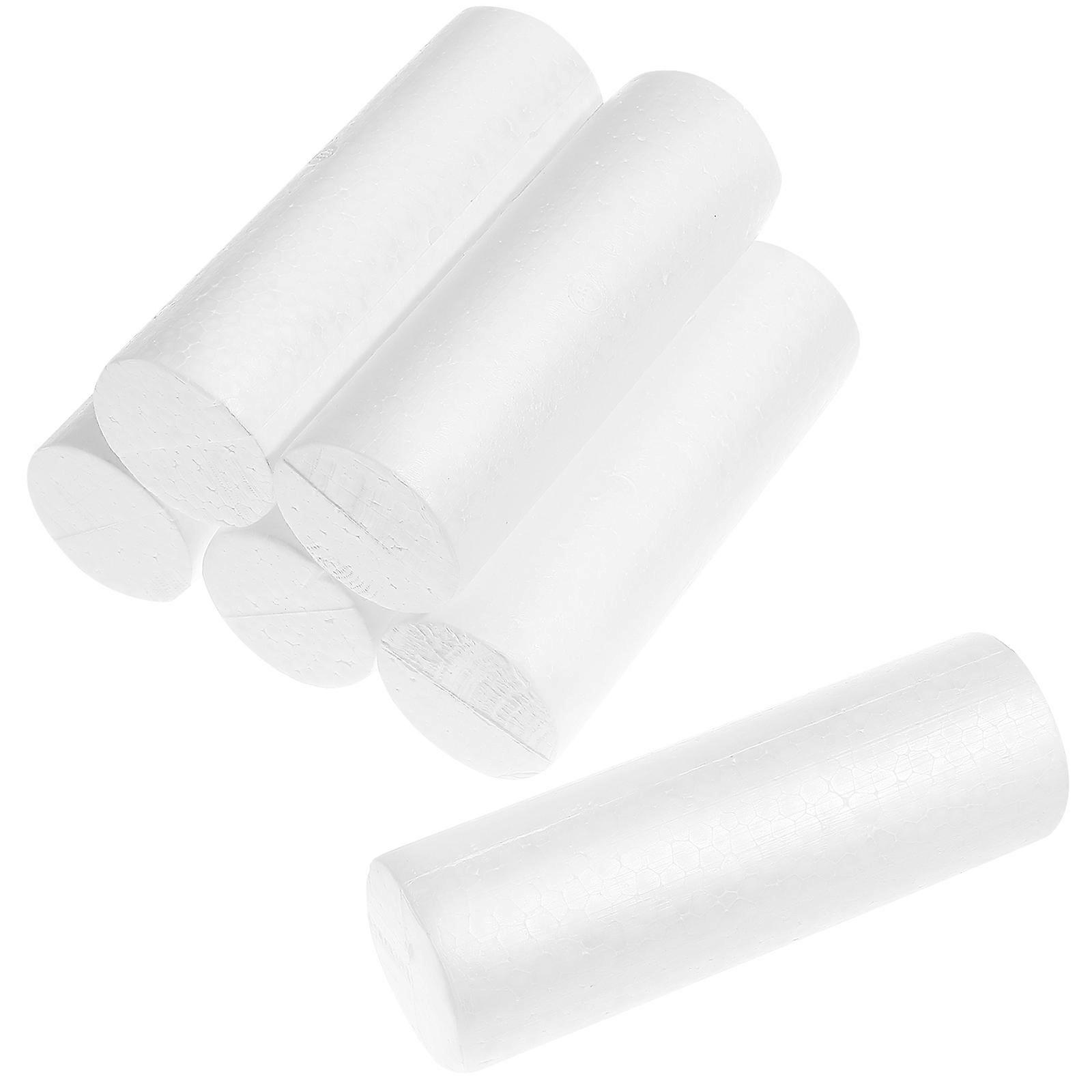 Foam Cylinders for Crafts 6pcs Decorative White Polystyrene Rods for DIY Modeling, School Projects, and Home Craft Supplies