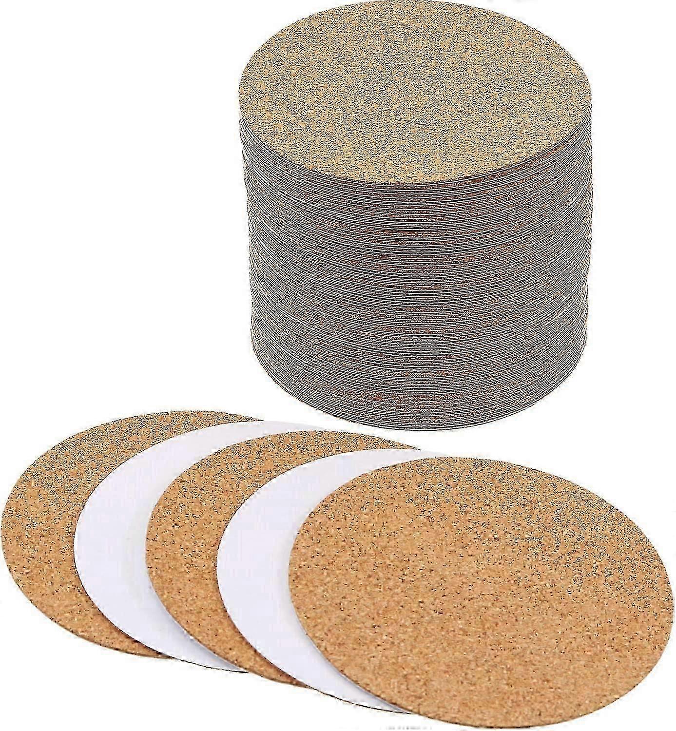 100pcs Self-Adhesive Cork Coasters Round Cork Backing Sheets