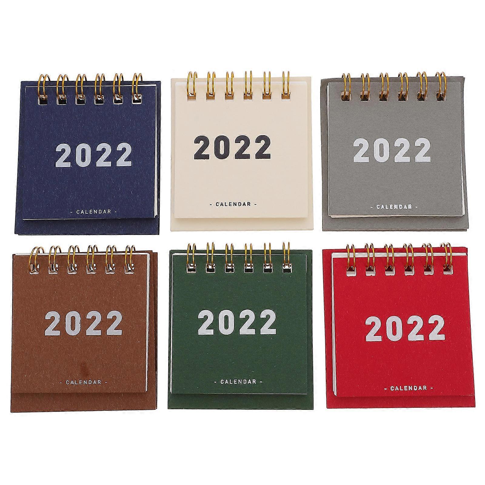 Retro Calendar Table Calendars Blue Home Professionals Reminder 6Pcs