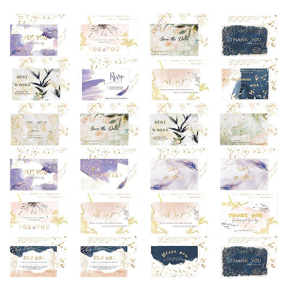 Message Leaving Cards Gilding Greeting Cards for Party Festival Anniversary Assorted Color 12.9x8.5cm 24Sets