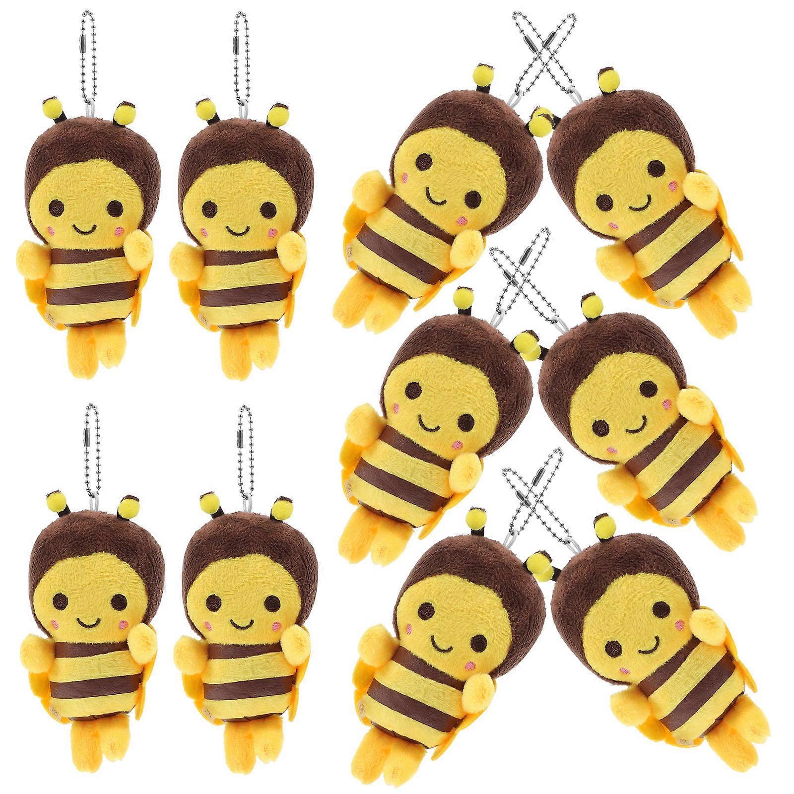 a polished and professional product description based on your input:
**10pcs Plush Bee Keychains – Soft Cartoon Bee Charms for Bags, Backpacks &