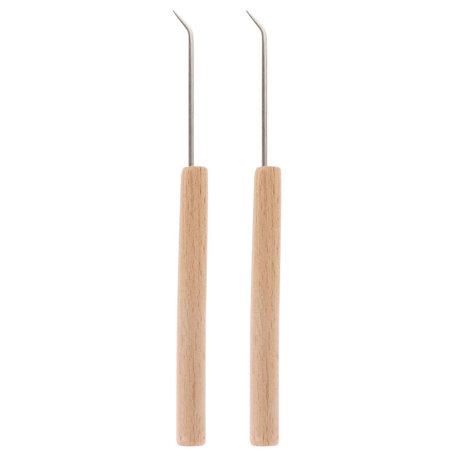 Crocheting Needles Wooden Crochet Hooks Craft Design Long and Thin 14.5X1X1CM Weaving 2Pack