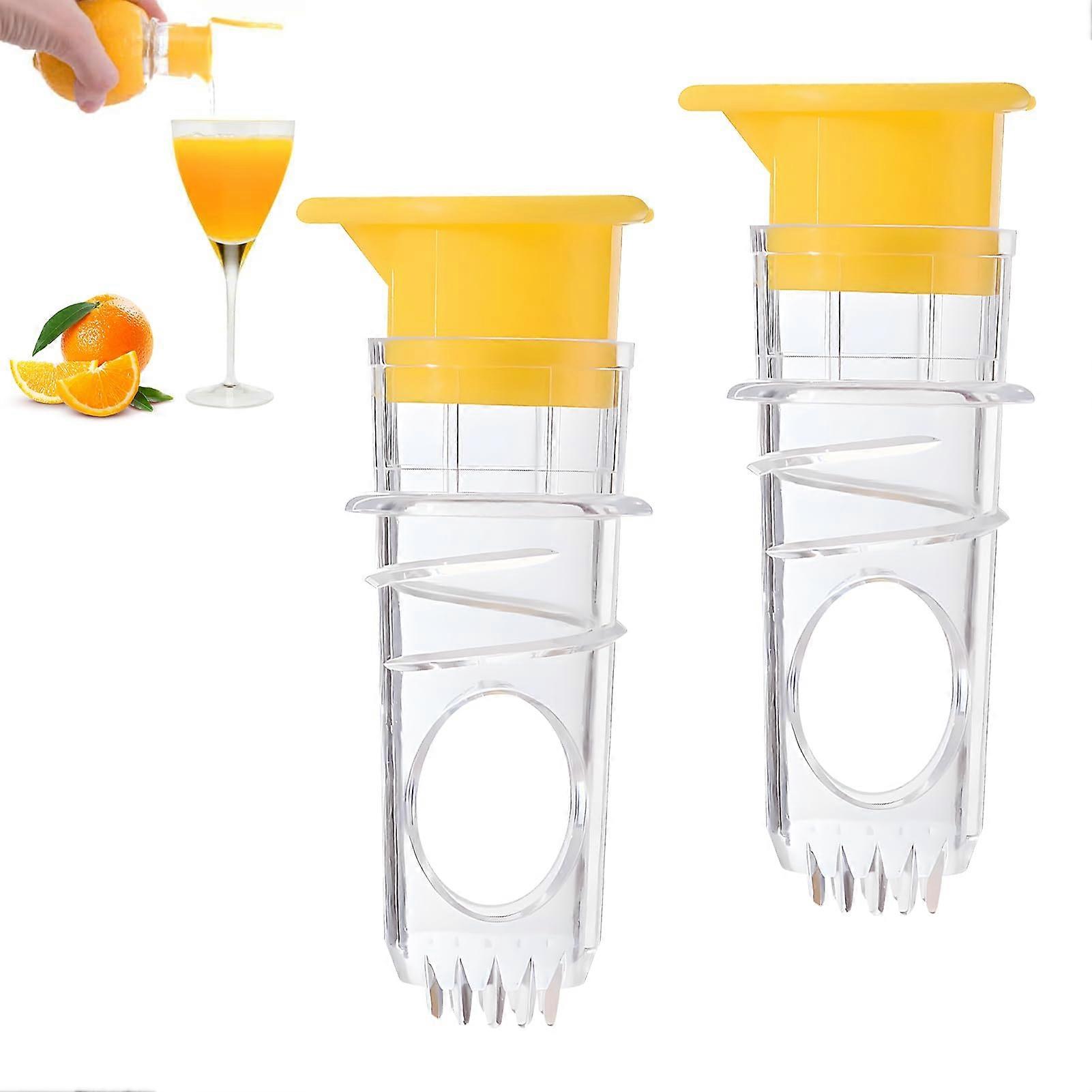 Lemon Squeezer Pack of 2, Manual Citrus Juicer with Lid, Hand Press Lime Squeezer, Small Juice Pourer for Kitchen
