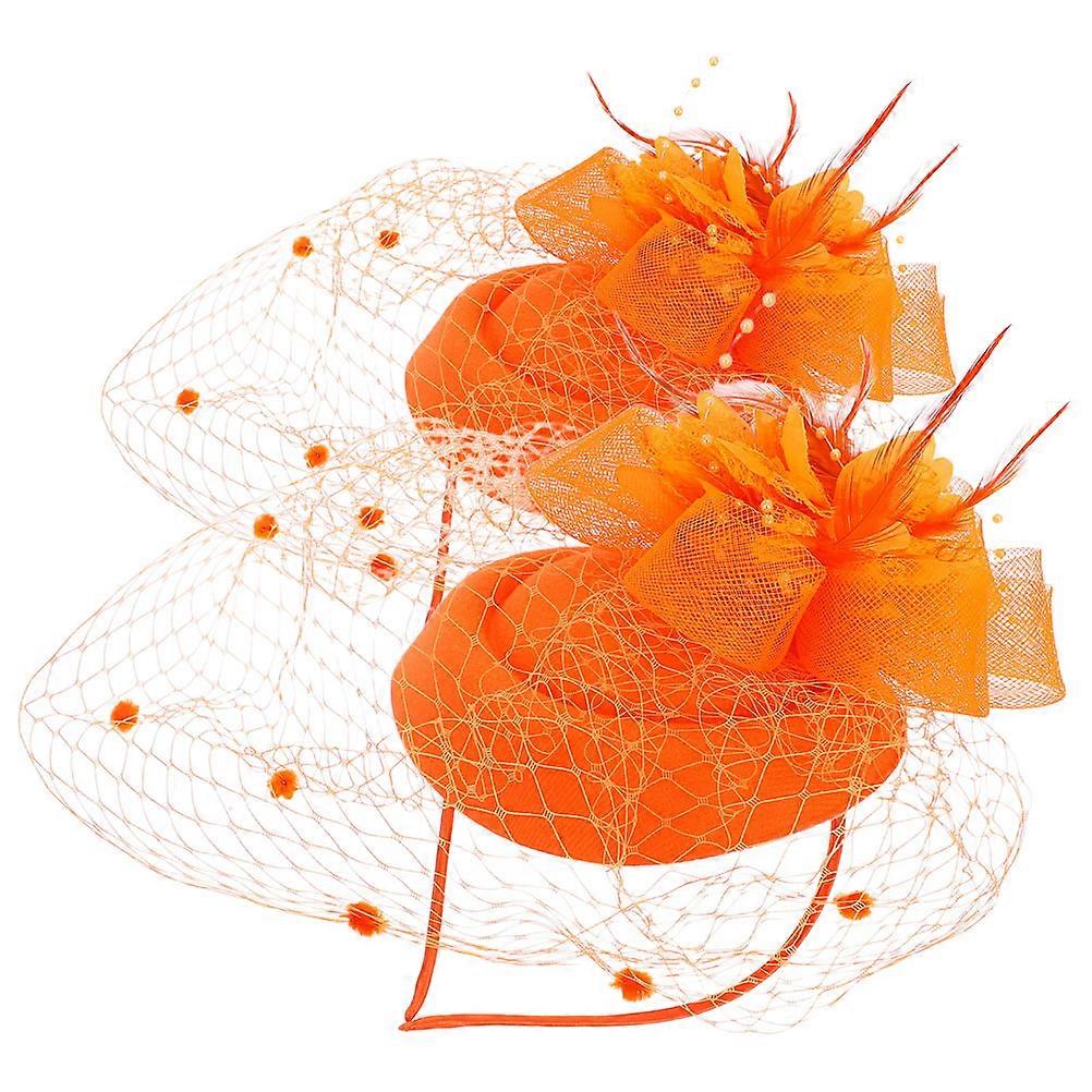 Retro Plume Headband Gauze Elegant Photo Prop Accessory for Women 2Set
