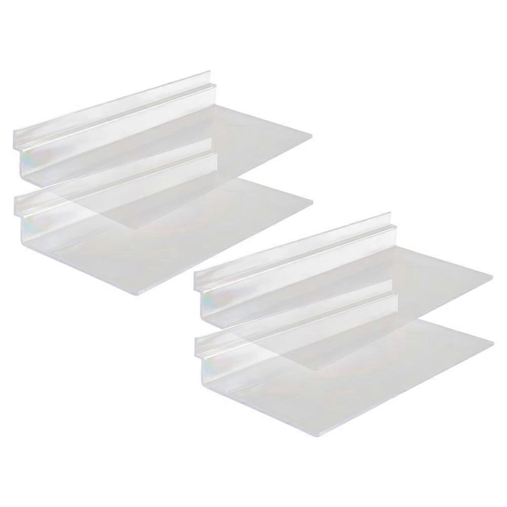 Transparent Slatwall Shoe Shelves – 4 Pack Plastic Wall Display Racks for Easy Shoe Storage at Home or Retail Stores