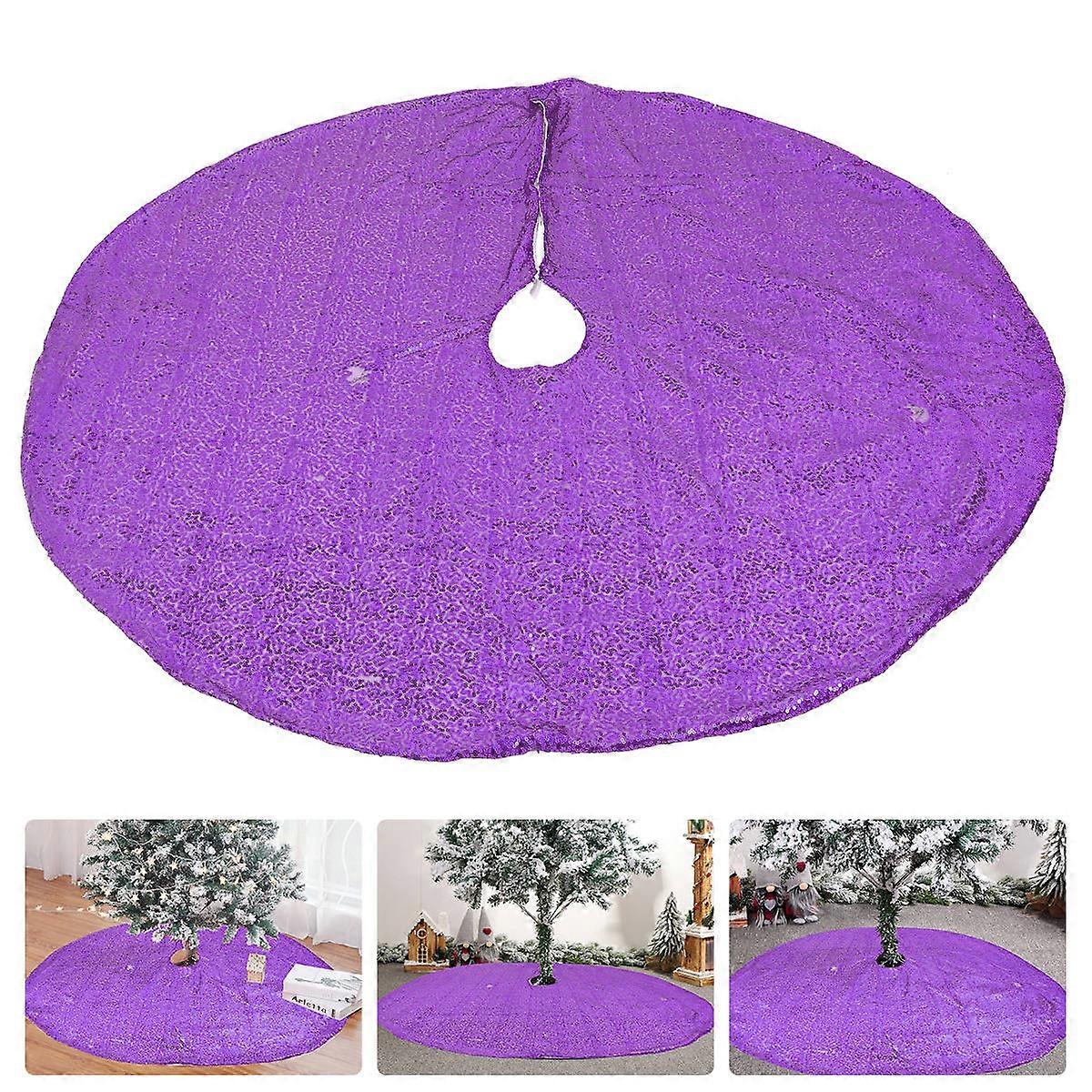 Sequin Skirt for Tree Christmas Tree Bottom Cover Purple 122*122cm Hide Tree Pot or Stand 1Pcs