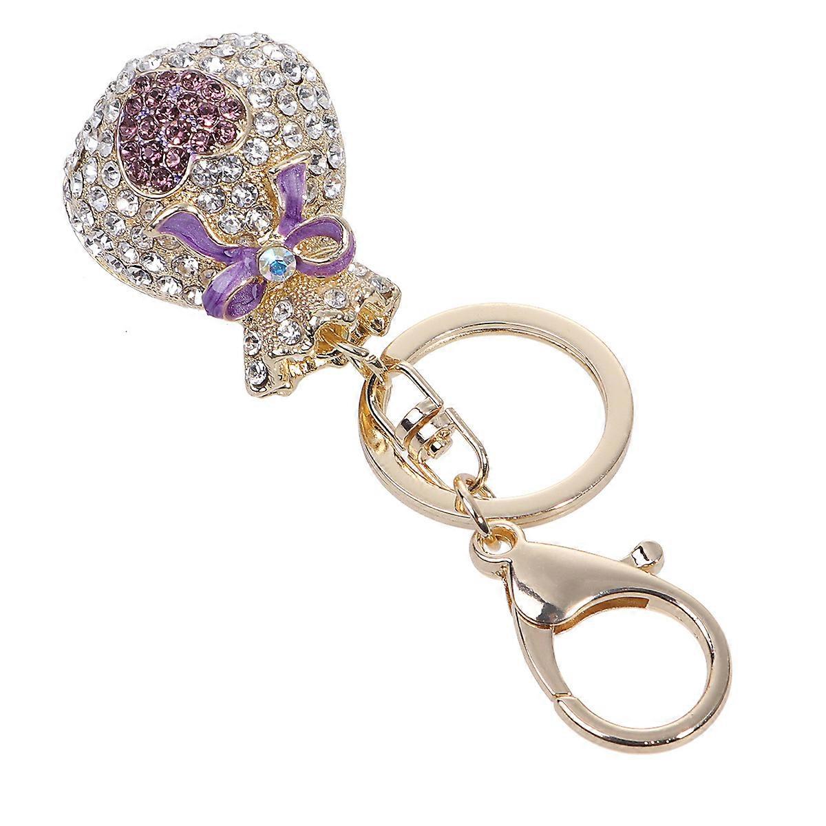 الصينية السنة الجديدة سلسلة المفاتيح المعدنية Keyring الهاتف الخليوي قلادة الأرجواني حقيبة المال تصميم حقيبة ديكور زخرفة 1 مجموعة