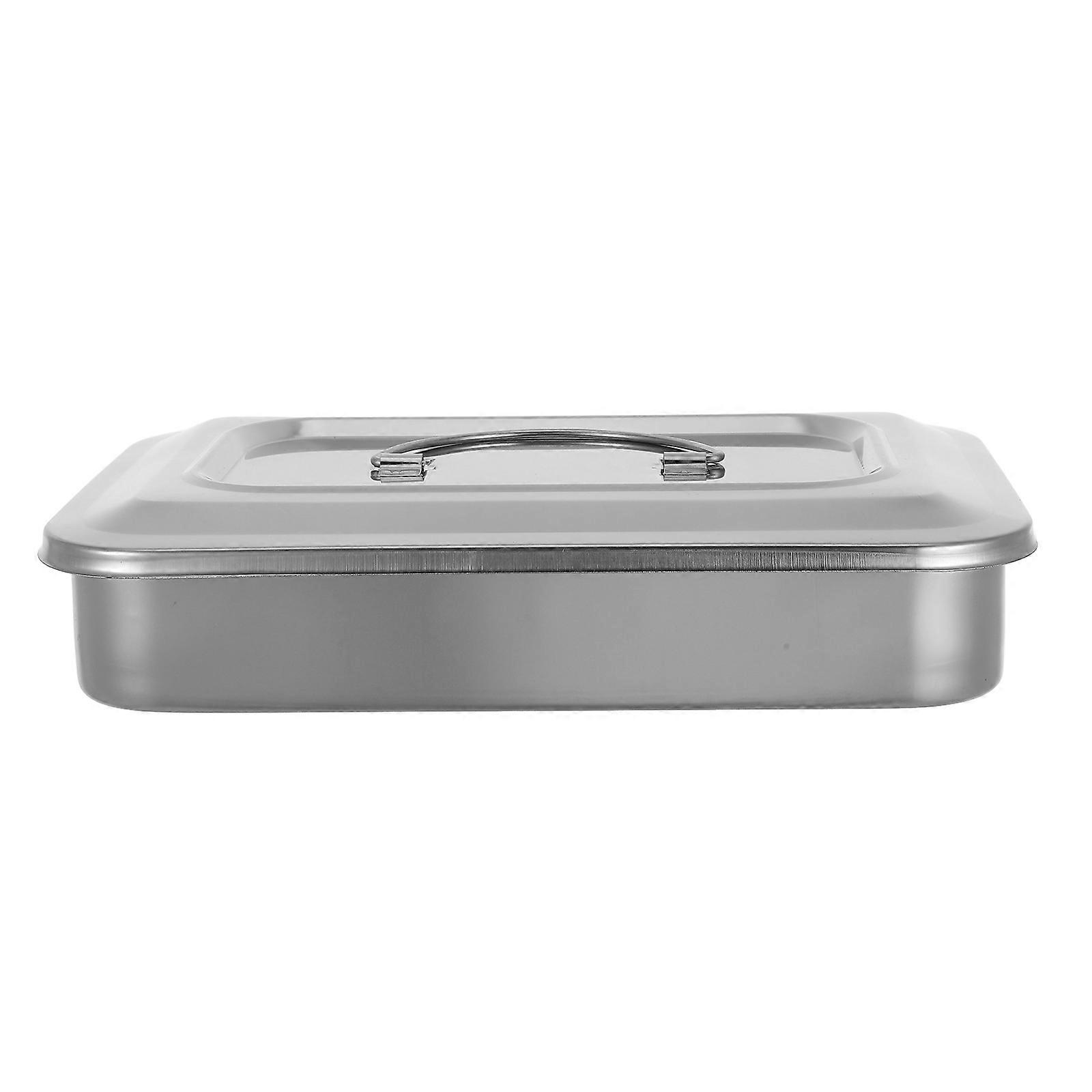 Stainless Steel Medical Box for Manicure with Square Lid and Fine Polishing 7.5 x 5.5 inches