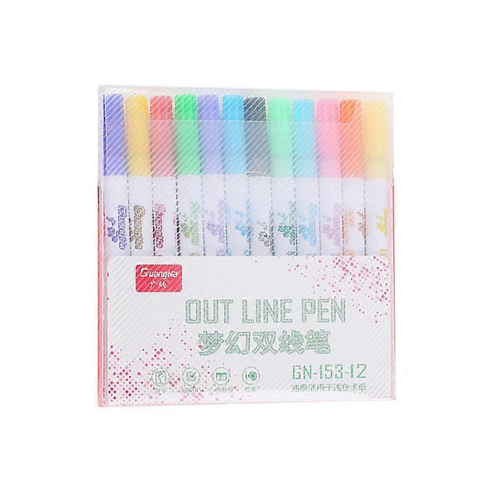 Color Drawing Pens Double-Line Set for Drawing 1Set with Assorted Colors