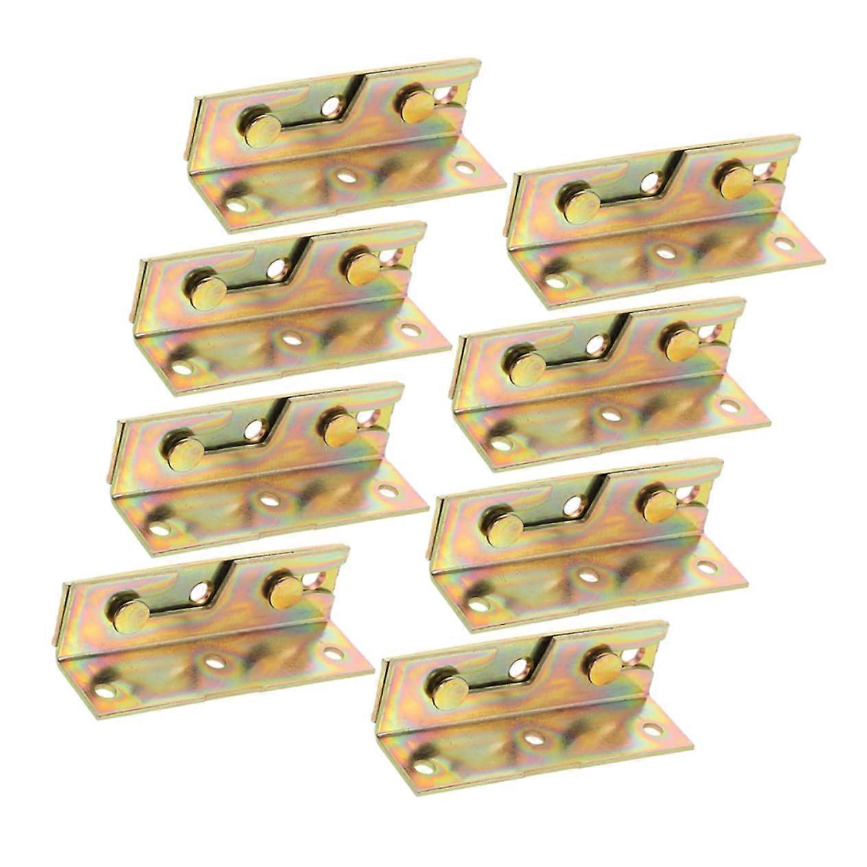Bed Hinge Connecting Screws Bed Frame Hooks Bed Frame Fitting Metal Hinge Buckle for Bed Rail Iron Golden Pack of 8