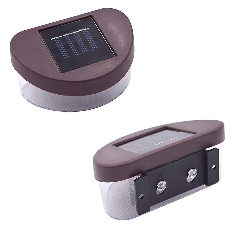 Outdoor Wall Lamp Solar Powered for Garden Security 2Pcs Brown