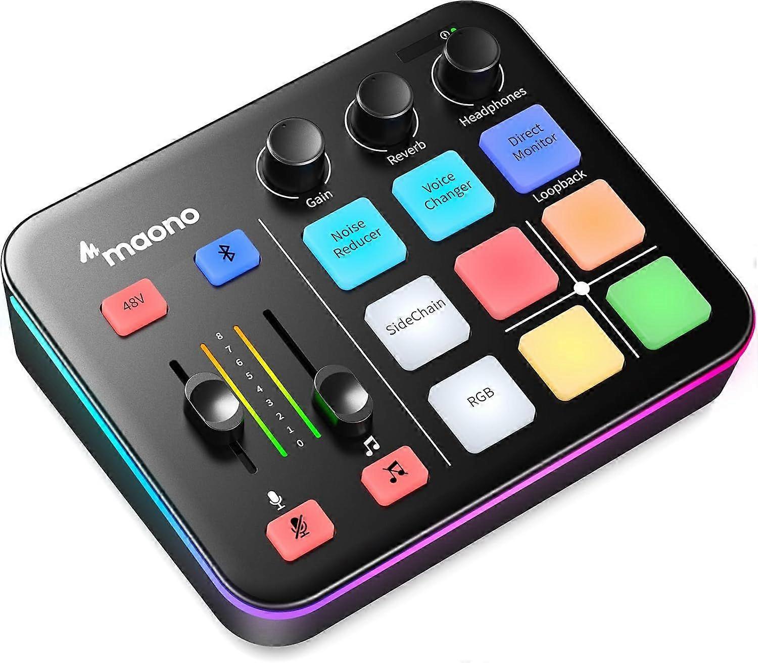2025 Latest Model Gaming Audio Mixer, Audio Interface with Preamplifier, RGB