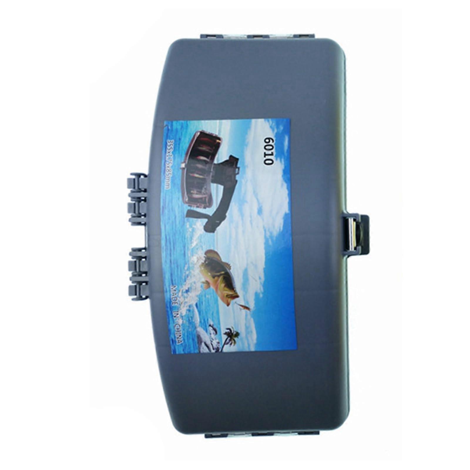 Boîte de pêche portable avec ceinture grise, organisateur de hanche étanche pour le stockage de leurre artificiel et de matériel d’appât