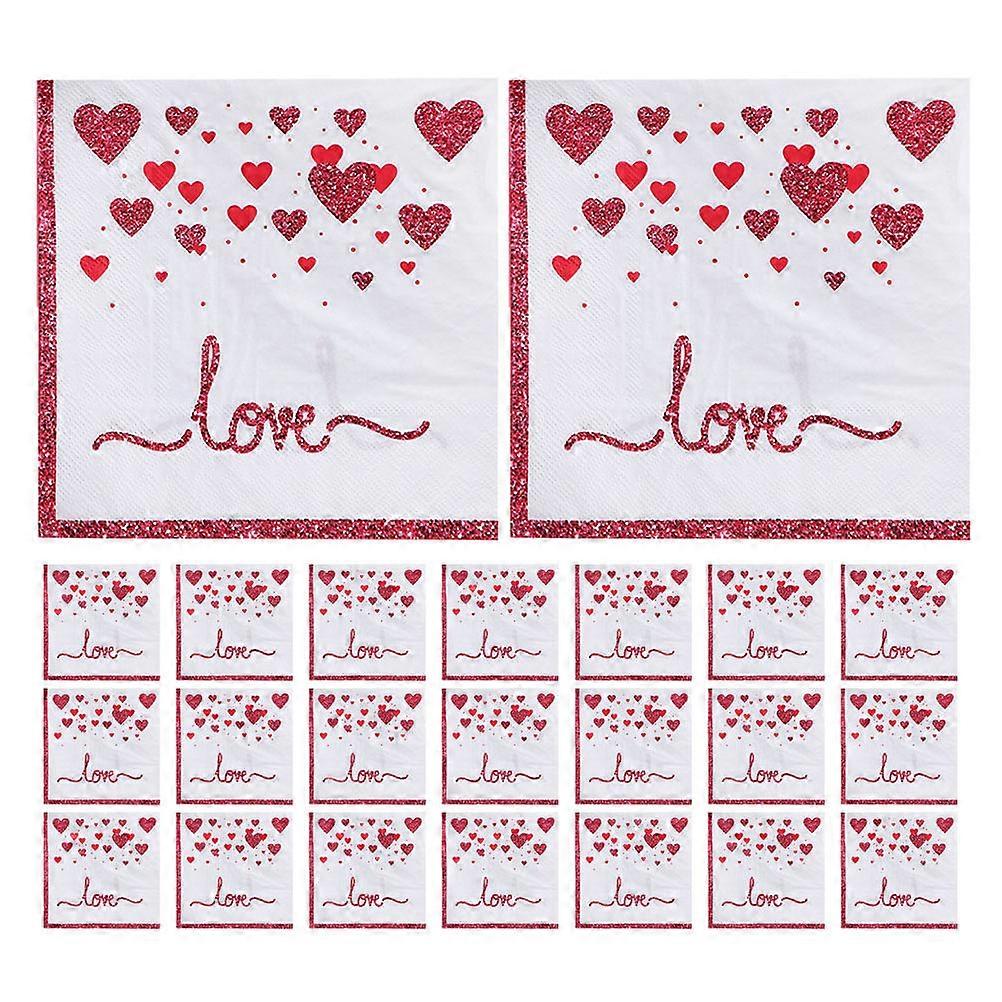 Valentine's Day Cocktail Napkin Square Absorbent 40Pcs