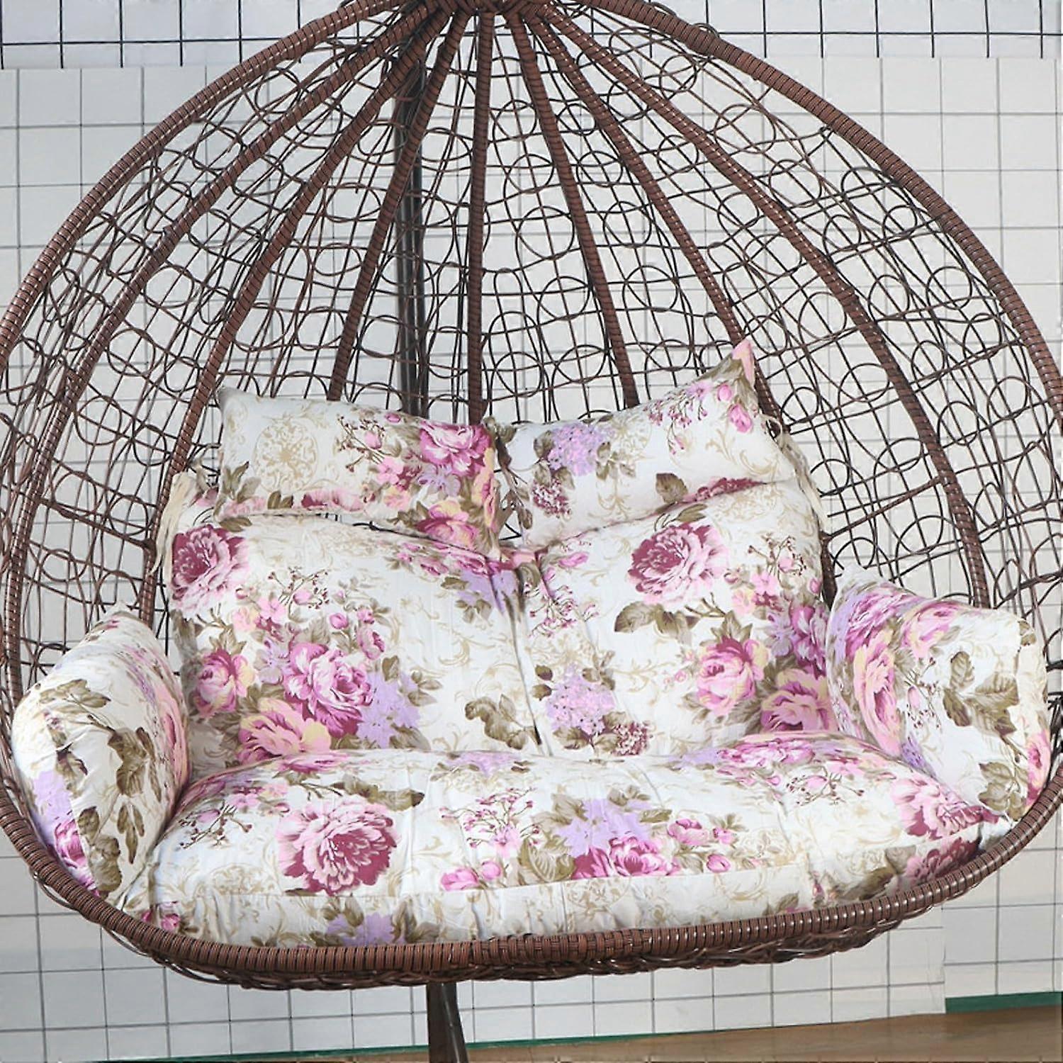hammock for outdoor use, with double removable egg nest cushions, thick rattan seat for 2 people, perfect for terrace and garden L size Ref: 1067