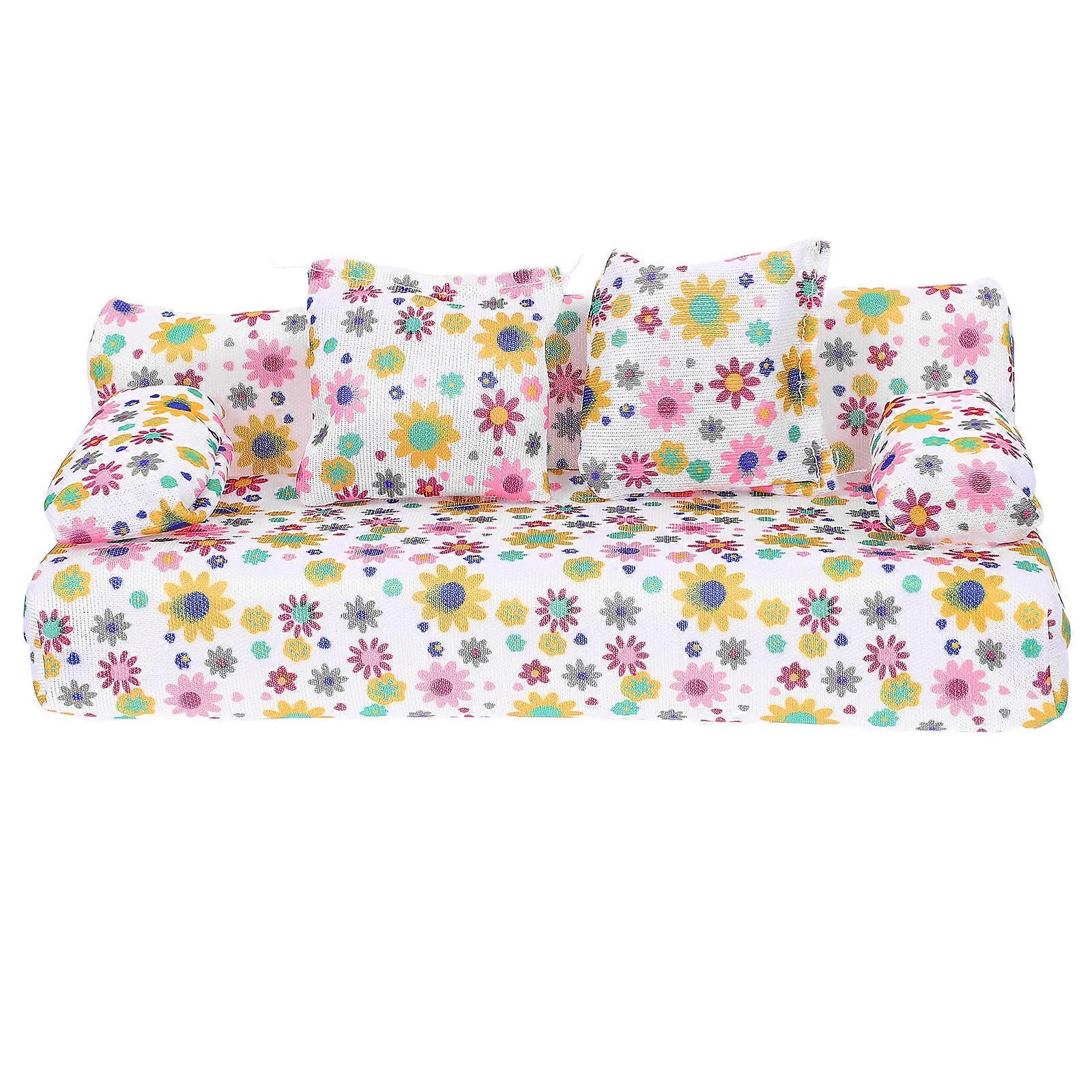 Mini Sofa Model Mini House Accessories Vintage Design Two-Seat Sofa Shape Multi-Color 20.30X8.50X7.30CM Photography Prop 1 Set