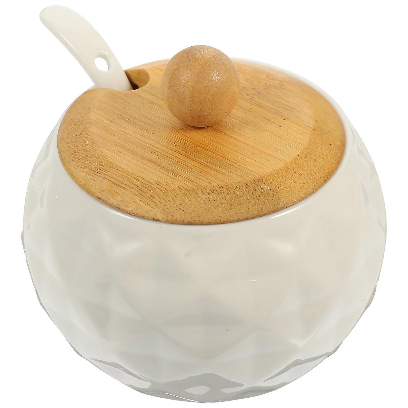 Condiment Pots Ceramic Seasoning Container Diamond Design For Home Kitchen 1Set