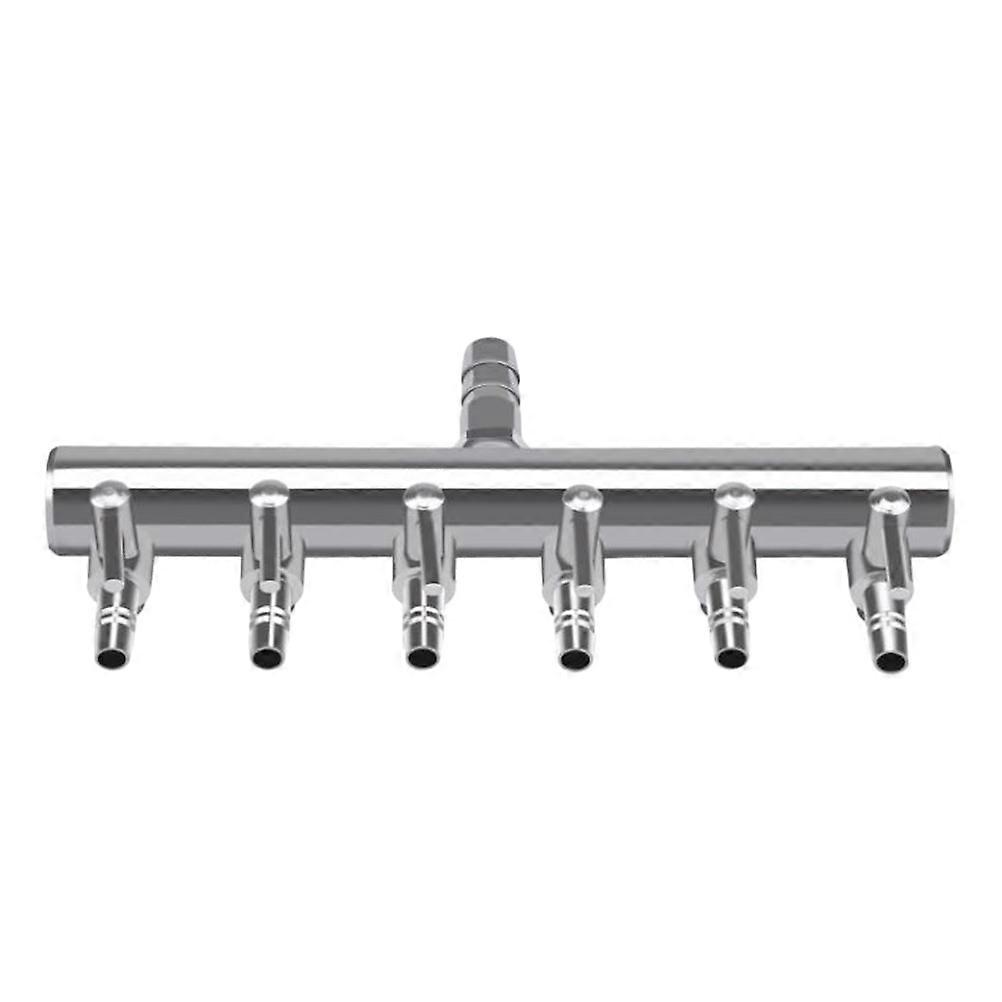 Airline Tubing Connectors 6 Heads Straight Angle Air Connector Silver 11.5 x 2 x 6 cm Extending Air Hose 1Pack