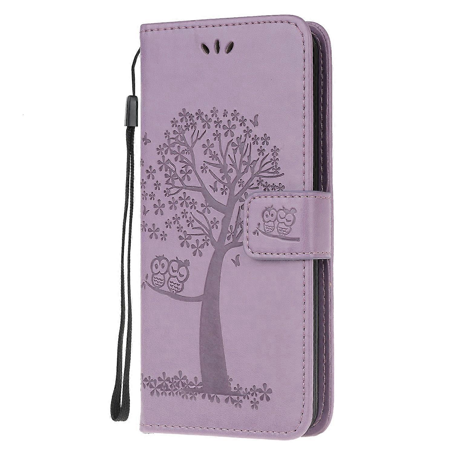 Pöllö- ja puukuviopainatussuunnittelu nahkainen lompakon puhelimen kansi Samsung Galaxy Xcover 5: lle