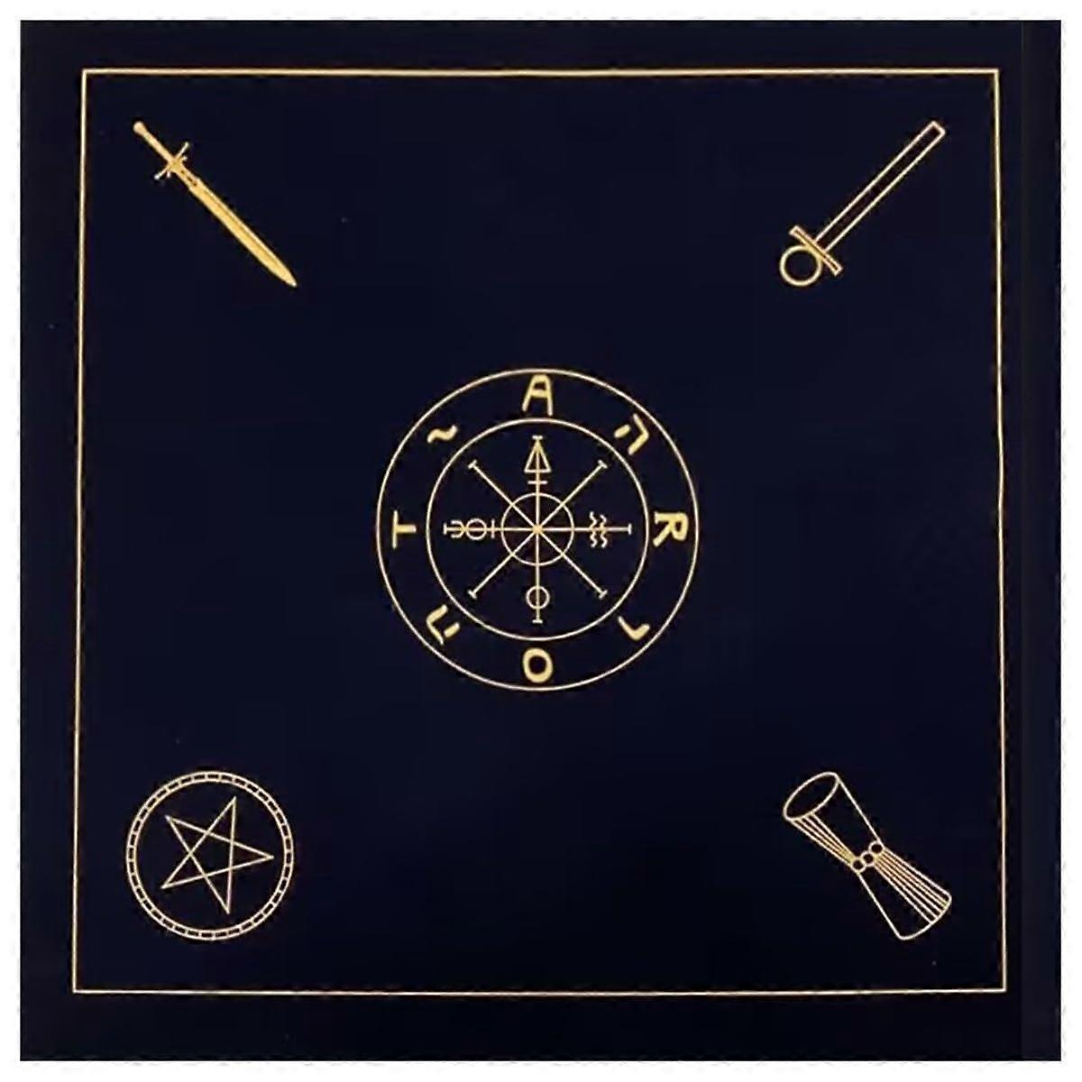 Tarot Tablecloth 60 x 60 cm Velvet Altar Cloth with 12 Constellation Pentagram Design for Tarot Reading and Astrology