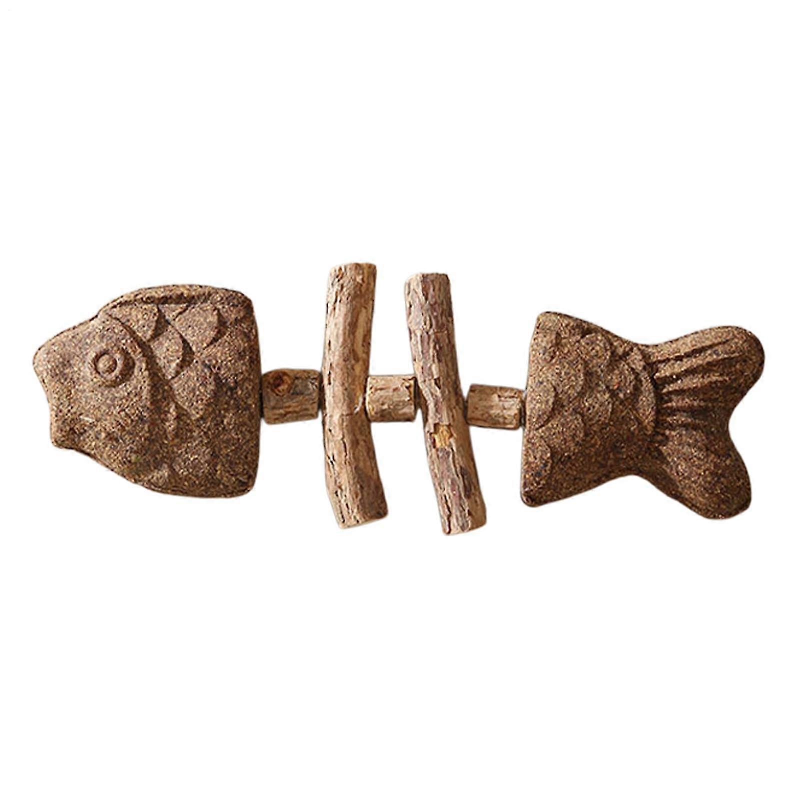 Kitten Biting Toy Soothing Fishbone Chew Stick Interactive Wooden Chew Toy to Relieve Boredom in Cats Gallfruit