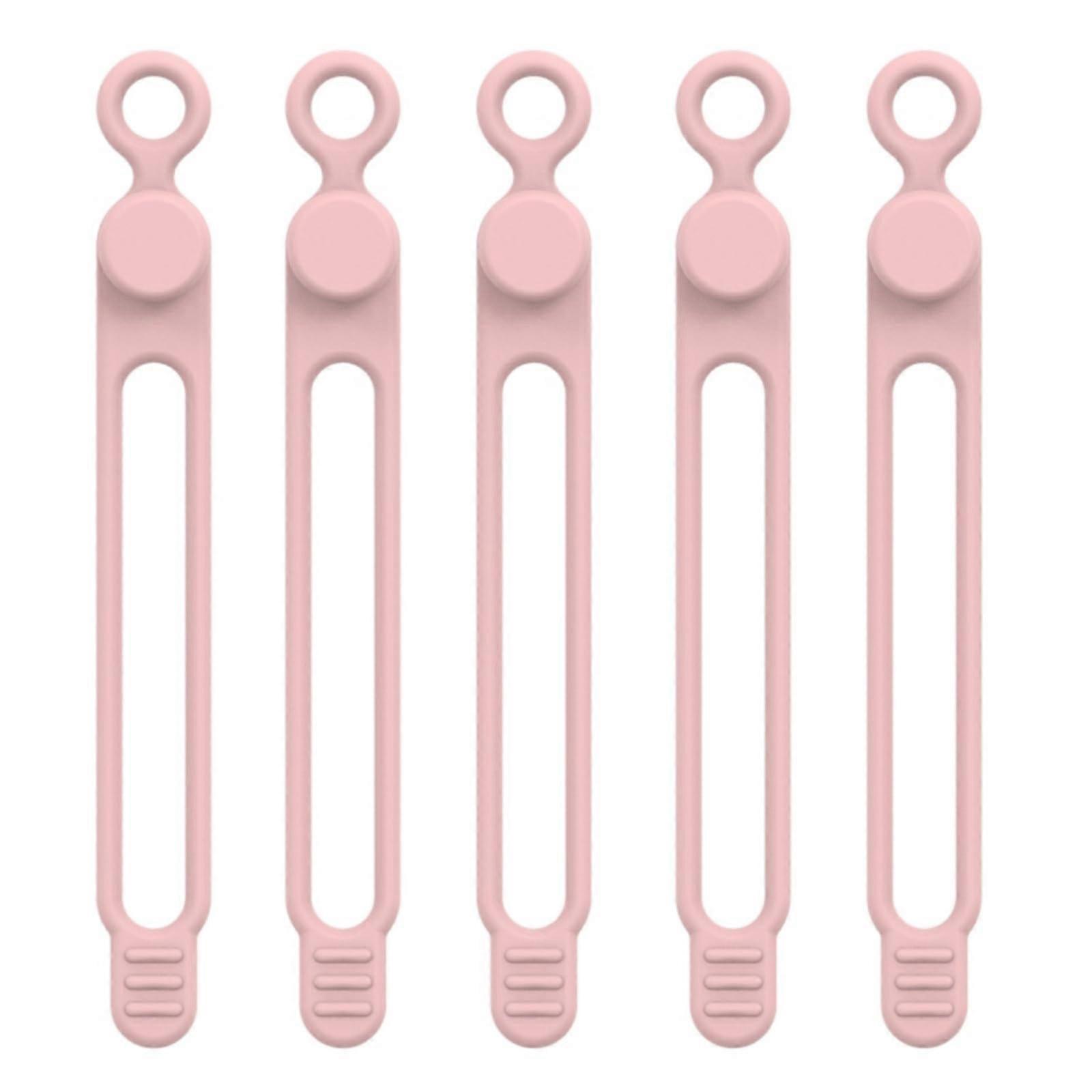 Silicone Cable Binder Organizer, Reusable Travel Cable Ties, Elastic Pink Cord Management Solution, Durable and Flexible