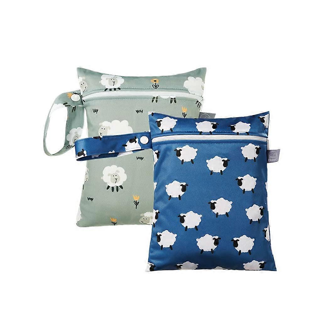 Pack of 2 Nappy Bags, Wet Bag for On the Go, Reusable, Waterproof (18x25cm)