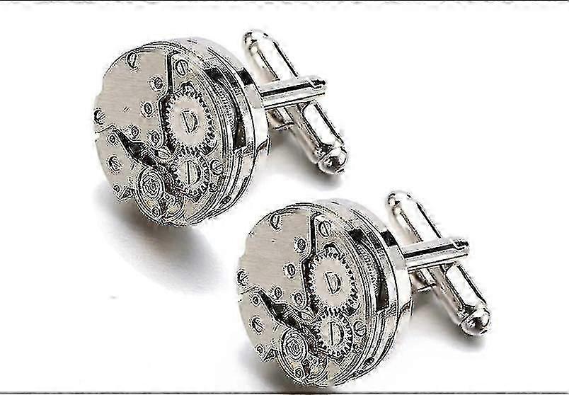 Men's Cufflinks, Movement Cufflinks Cufflinks Cufflinks For Men Cufflinks, Birthday Gift, Business, Wedding (colour:silver) (2pcs) -NMAOV