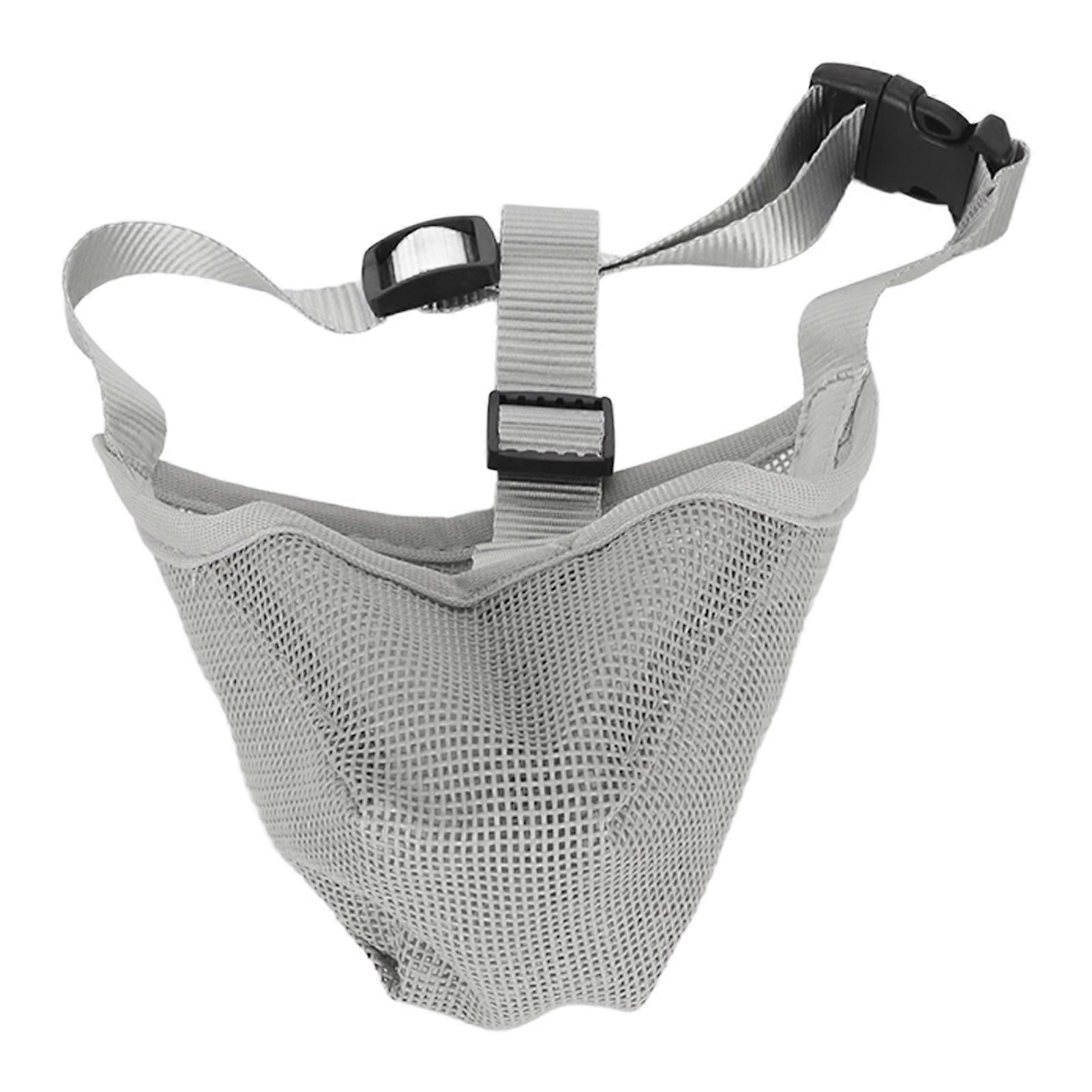 Breathable Adjustable Gray Dog Muzzle Mesh for Outdoor Training M