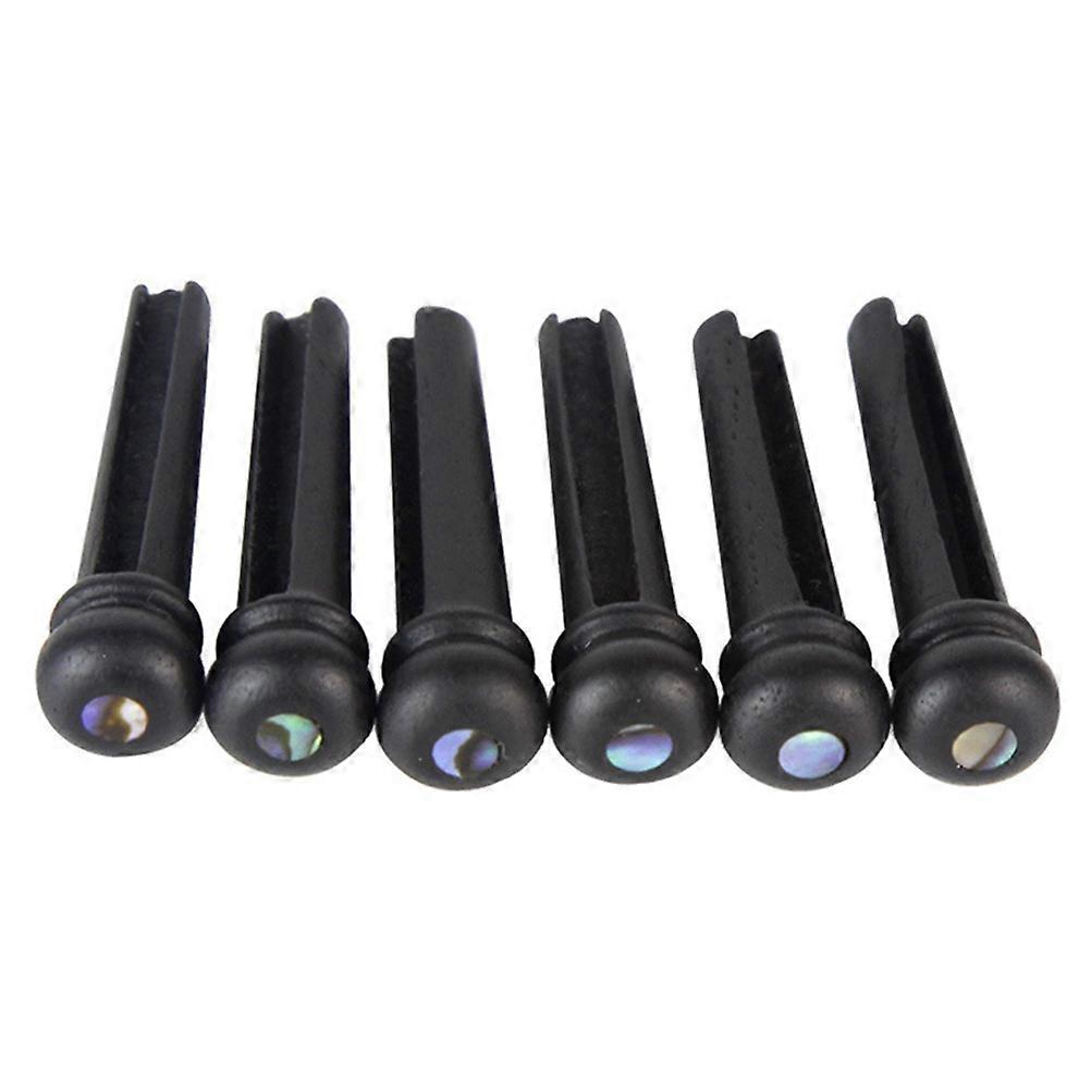 Gitarr Bridge Pins Musikinstrument Tillbehör För Folk Gitarr 6st Svart Cylindrisk