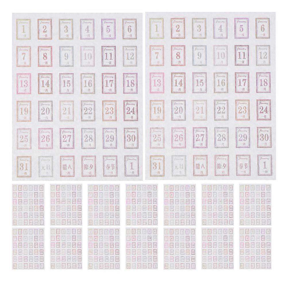 24 Pcs Gradient Daily Planner Stickers for Scrapbooking, Calendar Date Decals for Journaling Notebook Decor with Easy Adhesion for Creative Monthly