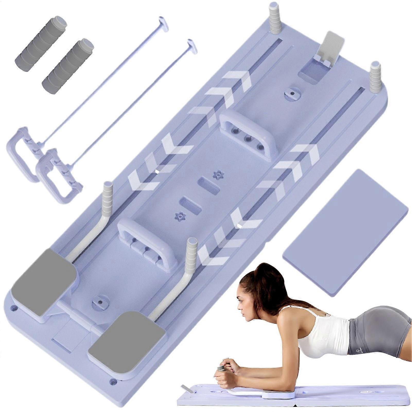 Pilates Reformer Board, Multifunctional Foldable Core Training AB Wheel Roller