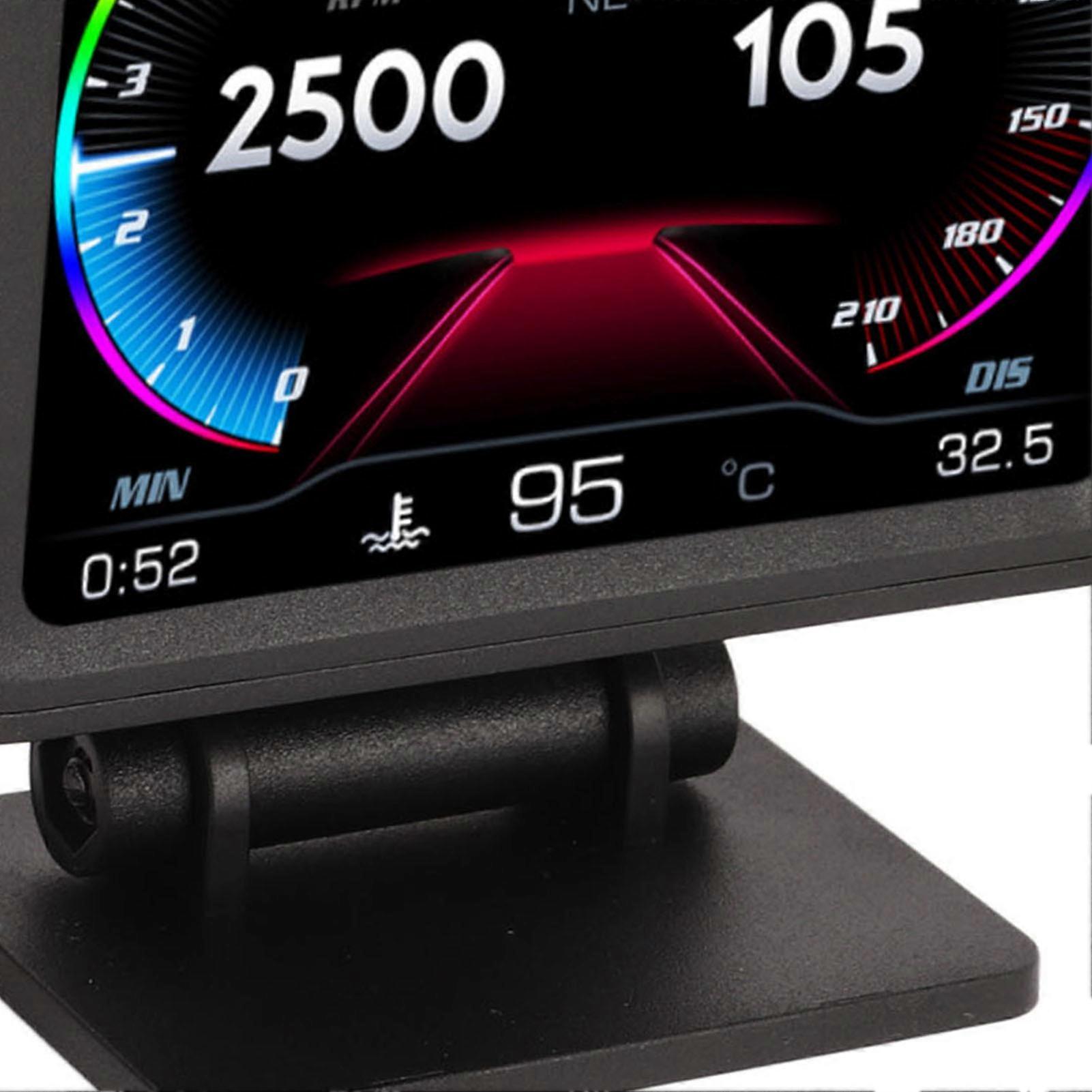 Car HUD Display OBD2 GPS Mode with Inclinometer Compass Speed RPM Warning Function Universal for Cars