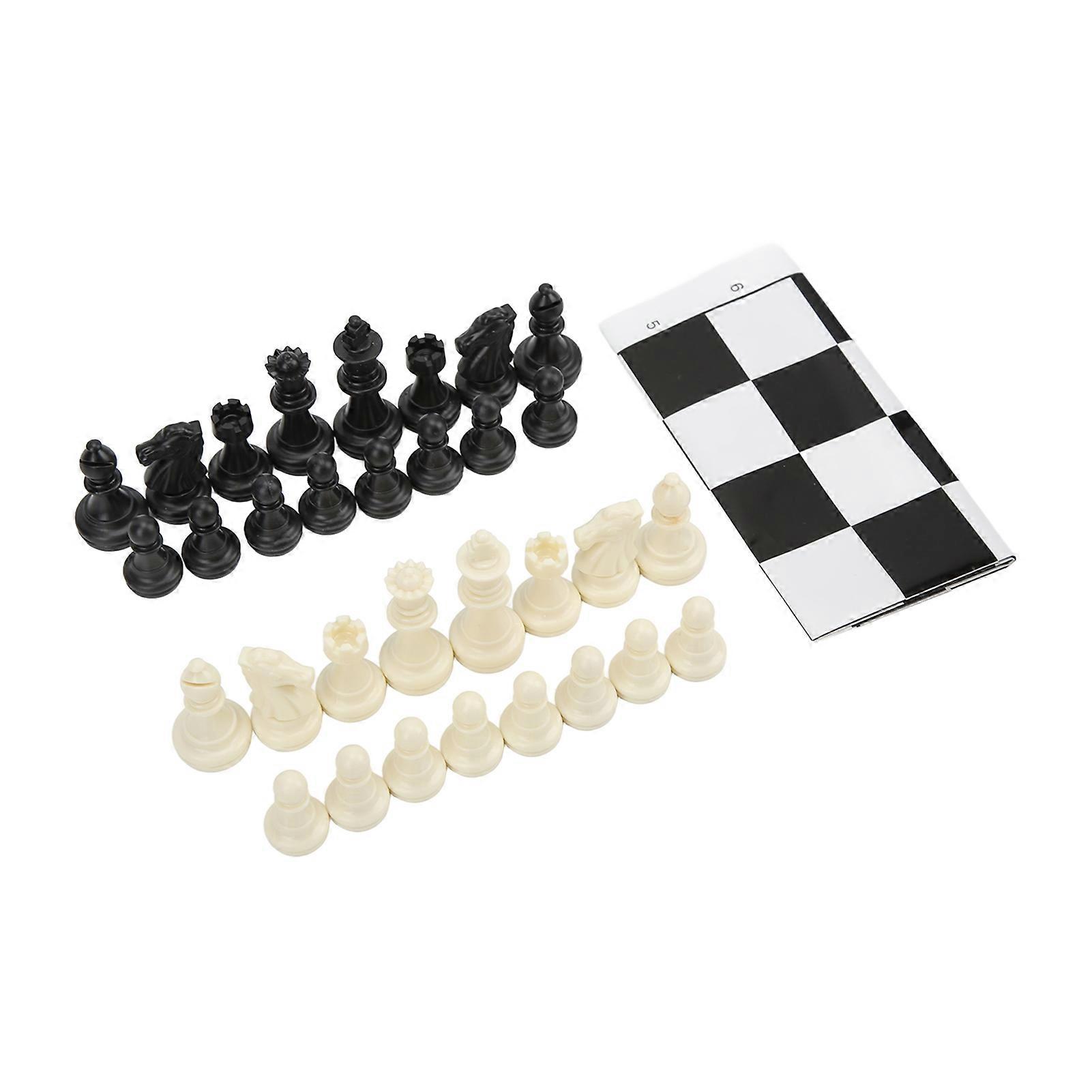 Plastic 32 Medieval Chess Pieces Set International Standard Chess Game Set with Chessboard