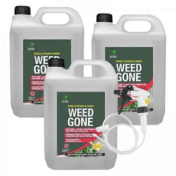 Fast Acting Weedkiller Weed Gone 3 x 5L with Long Hose Trigger Enviro Works