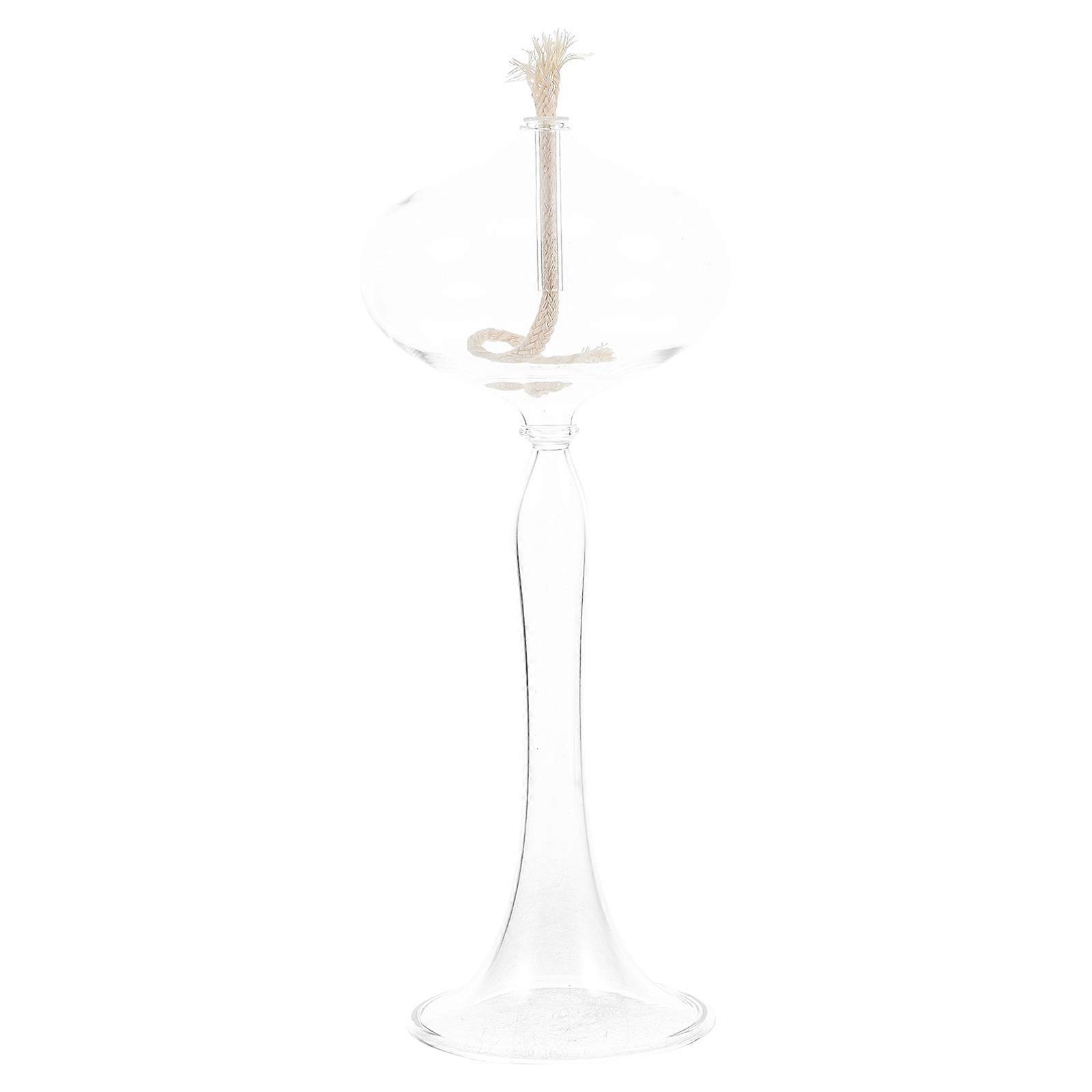 Clear Glass Oil Lamp for Indoor Use – Elegant Smokeless Desktop Butter Lamp Centerpiece for Weddings, Parties & Bedroom Home Decor Accent