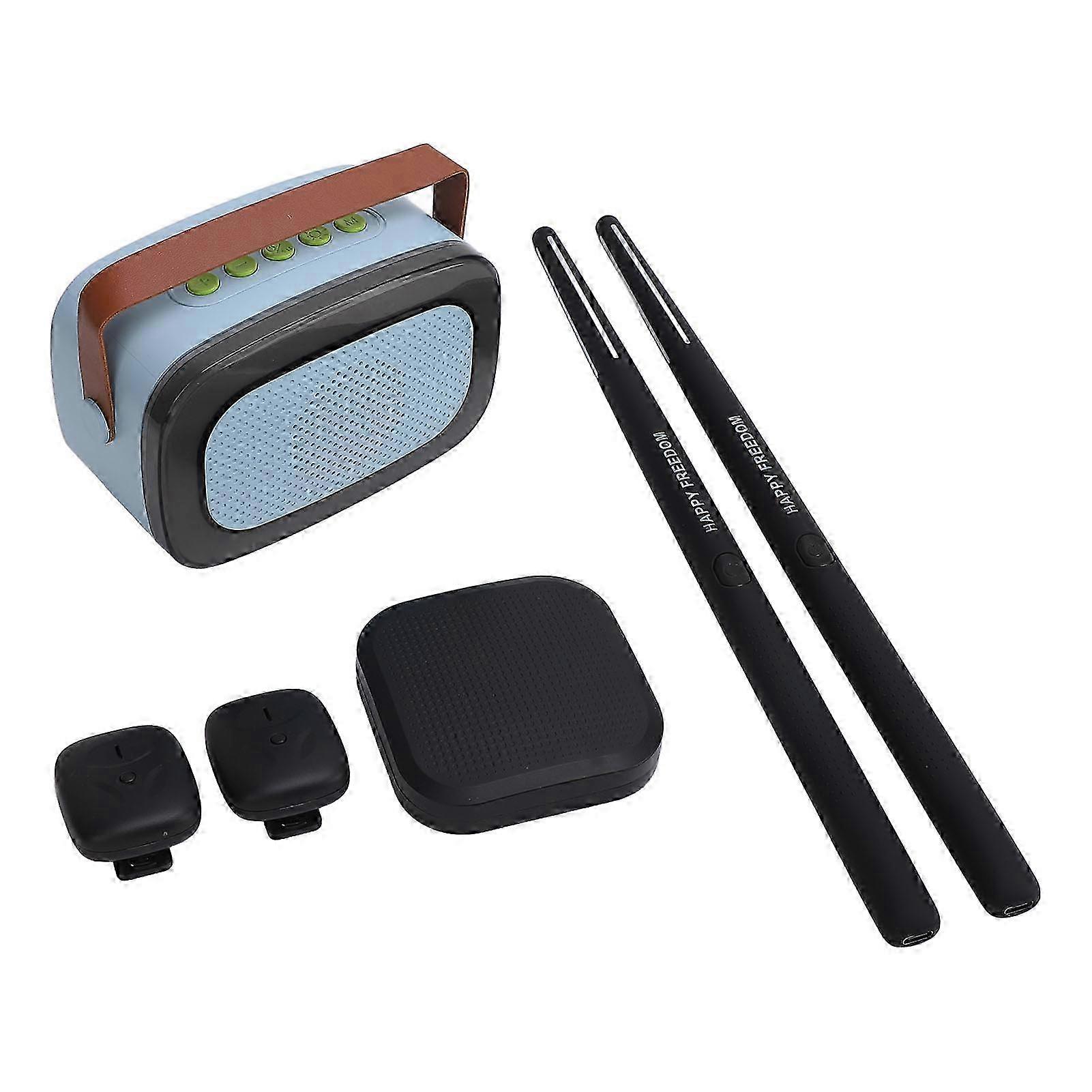Portable Electric Air Drum Set with 3D Motion Sensing - Professional Virtual Drumming for Adults, Kids & Beginners in Black