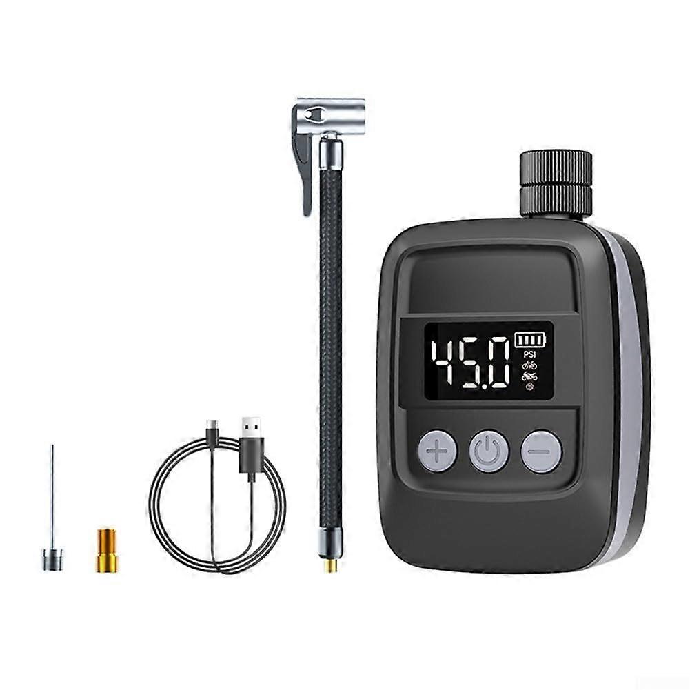Portable Electric Bicycle Tire Inflator With Auto Shut-Off And Precise Gauge Up To 150 PSI Gray