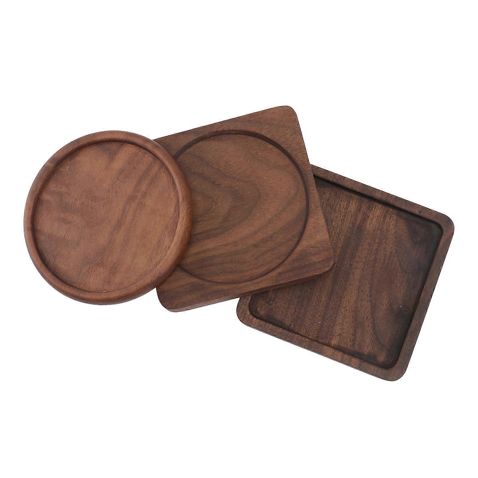 Square Cup Pad Mat Walnut Wooden Handy For Various Occasions 3Pcs