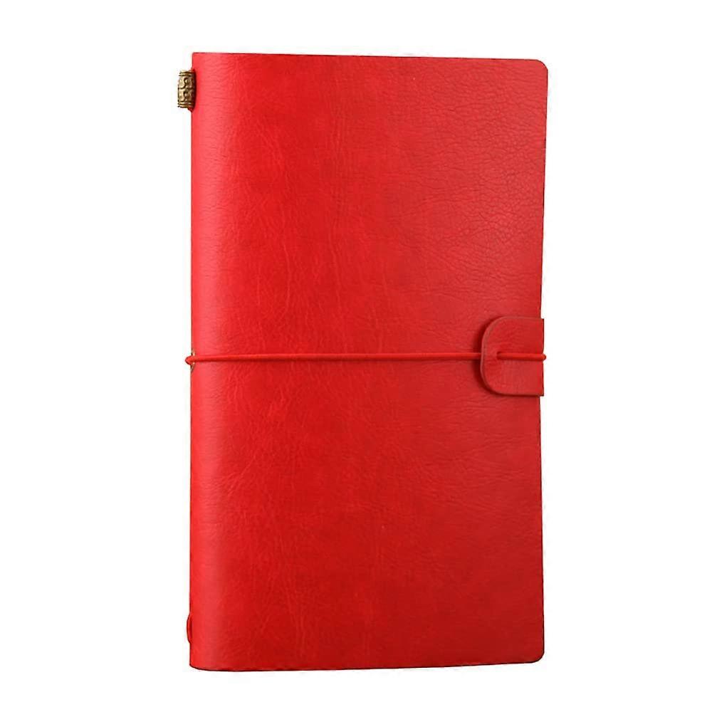 Travel Diary Notebook Vintage Retro  Leather Notebook  Diary Refillable Notepad Travel 4.72 x 7.87 Inches (Red)