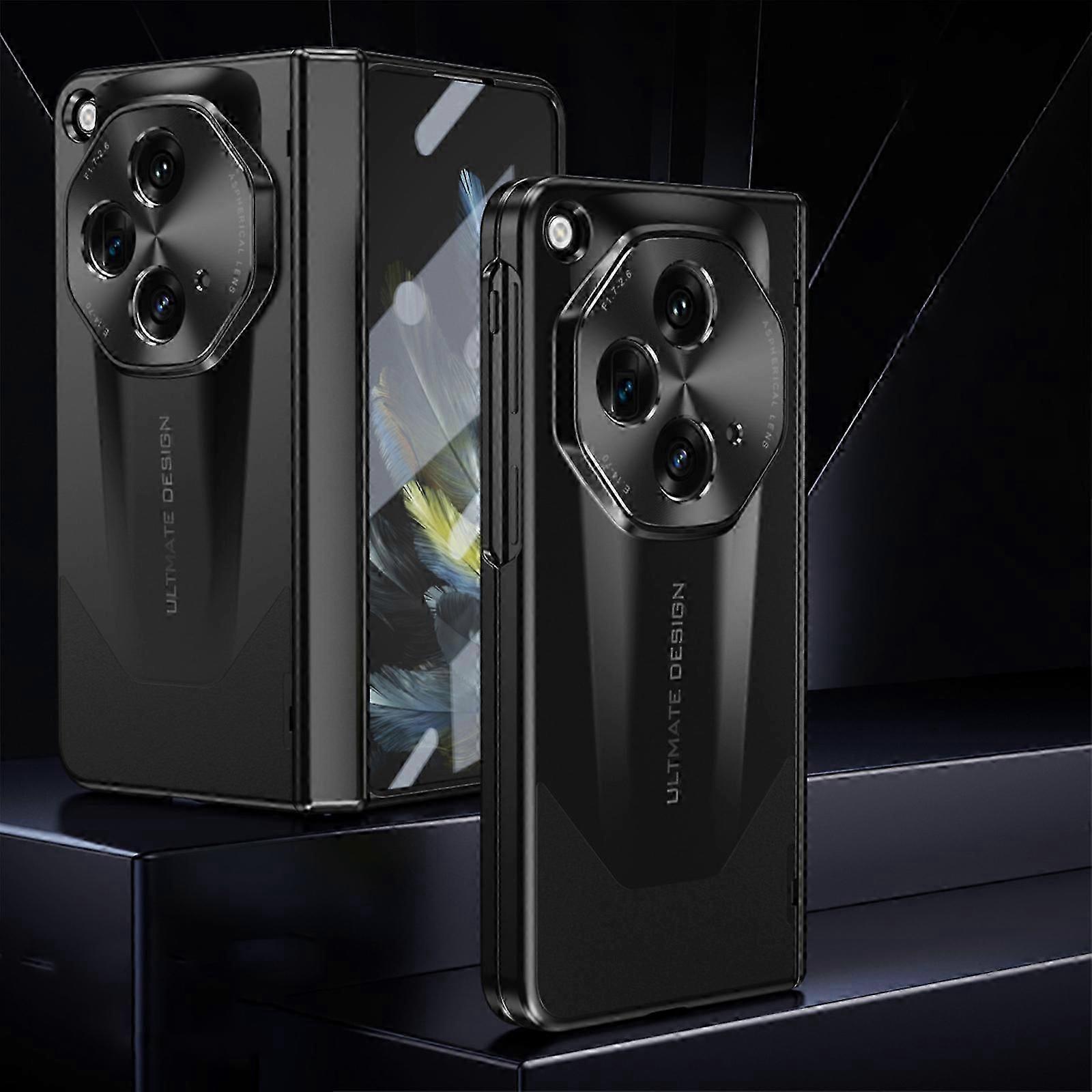 Phone Flip Case Compatible Hinged Case Compatible with OnePlus Open Case with Screen Protector Case, Rugged Cover Shockproof Hard Full-Body Protective