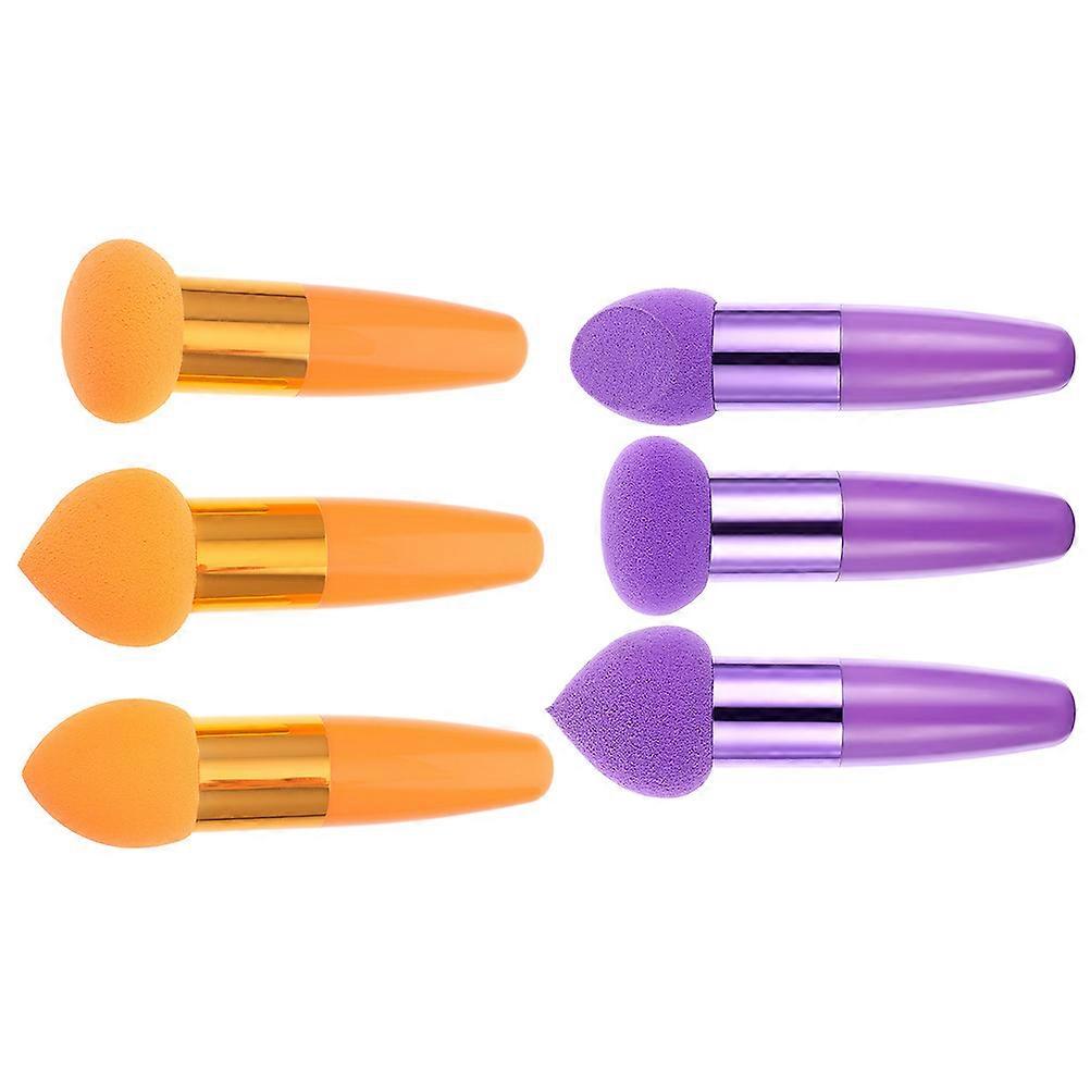 Durable 6pcs Beauty Makeup Sponge Brush Set for Makeup Assorted Colors Washable Latex and PP