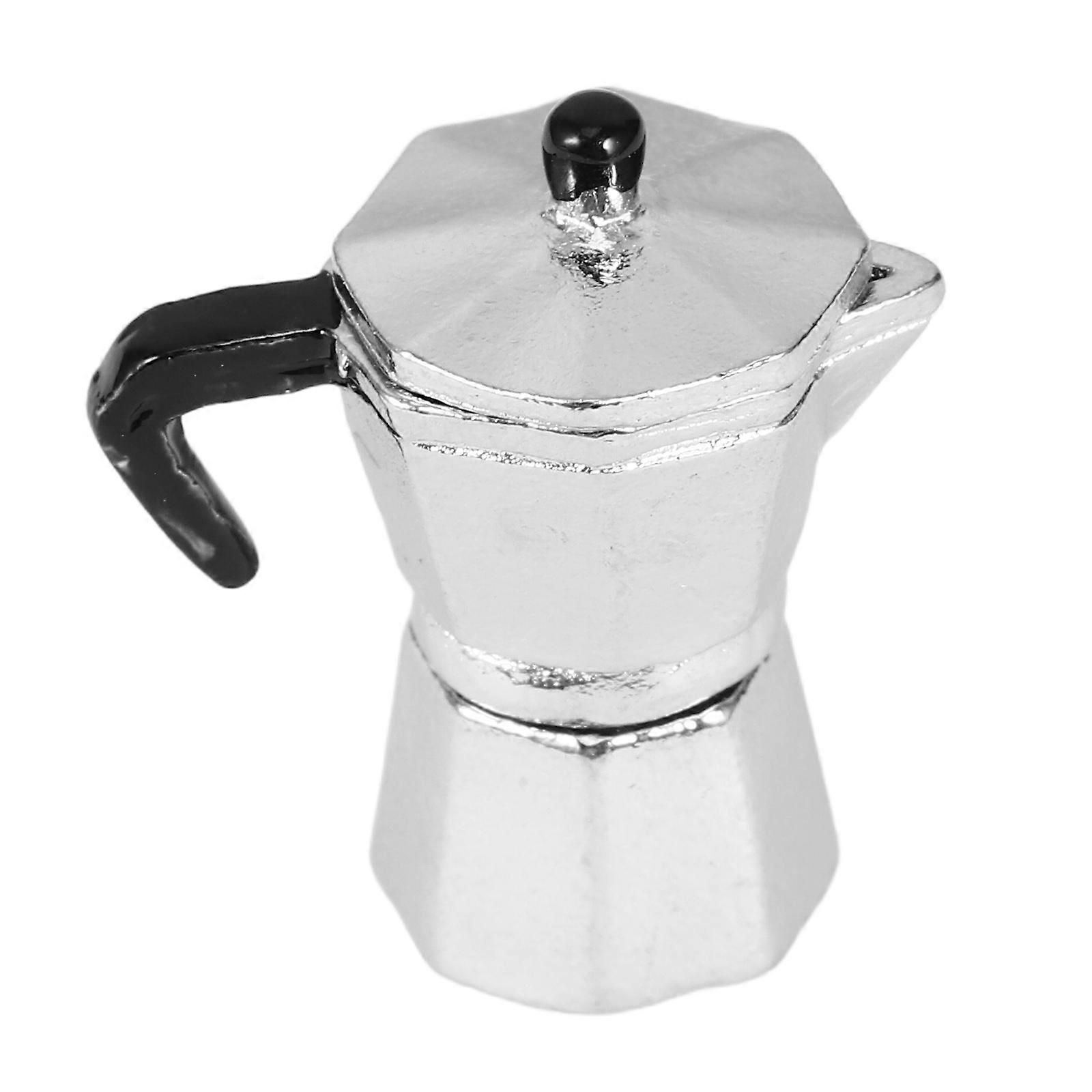 Coffee Pot Ornament Miniature Espresso Coffee Pot Design 2.10X1.90X1.10CM Alloy For Dollhouse Setting 1Pack