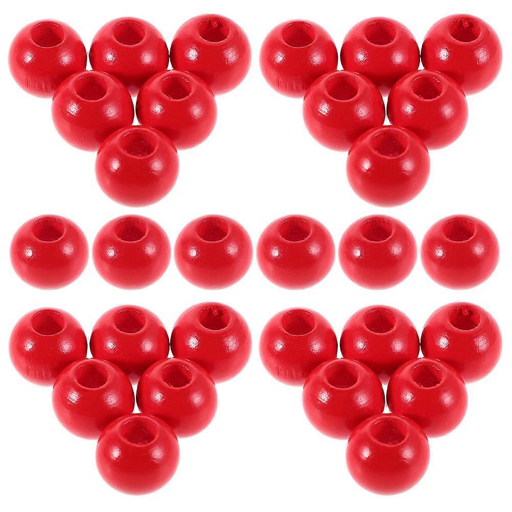 Large Hole Wooden Beads 100Pcs Red for Easy Stringing and Crafts Projects
