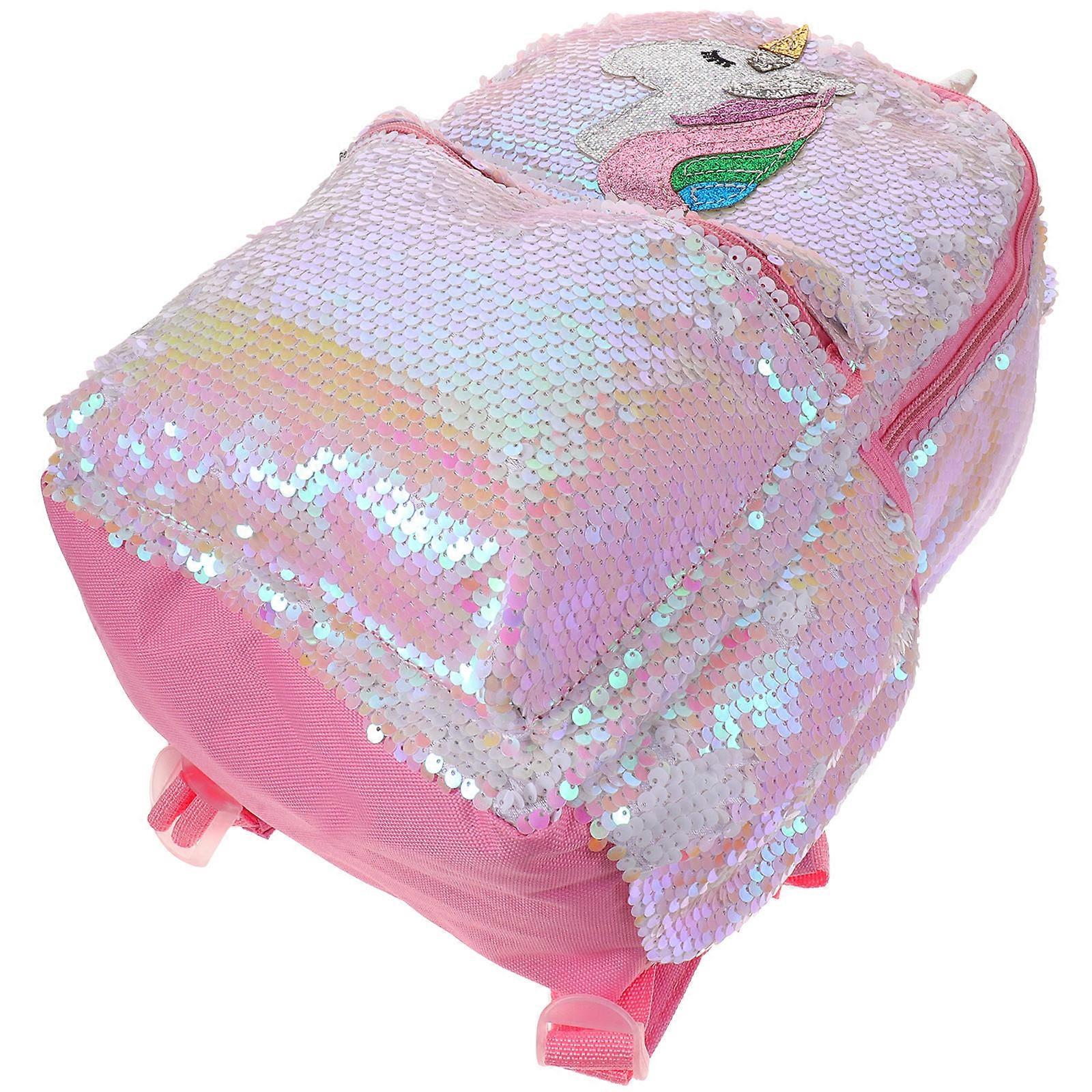 Sequin Bookbag Sparkly Unicorn Backpack Pink Storage Pouch for Outdoor Field Trips and Excursions 1Pack