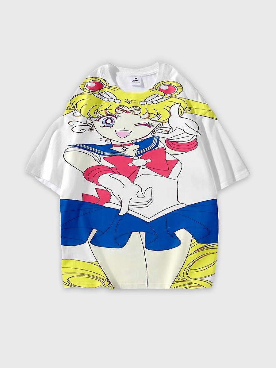 T-shirt round neck Role Pattern loose short sleeve D2333